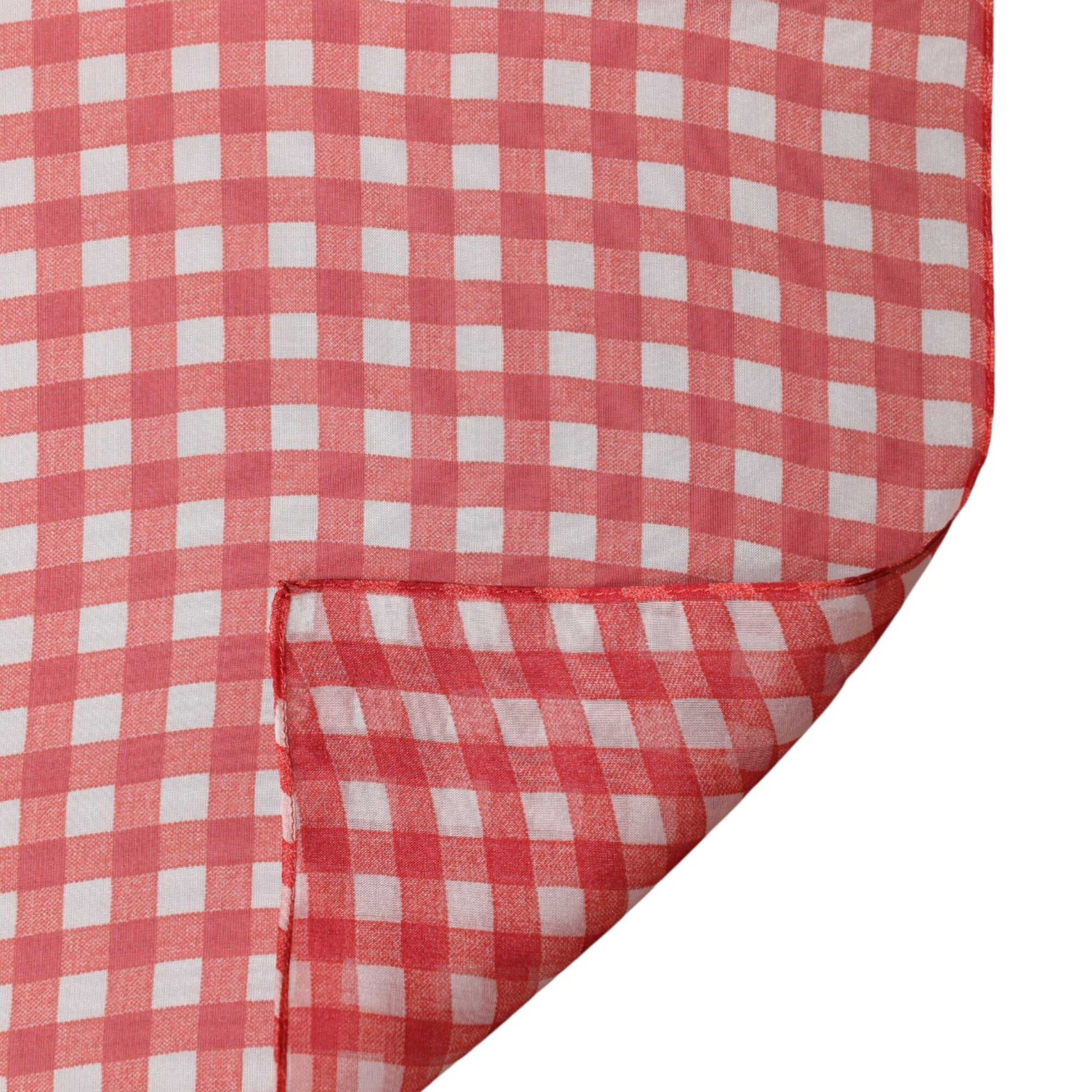Dolce & Gabbana Red Checkered Silk Neck Wrap Shawl Scarf