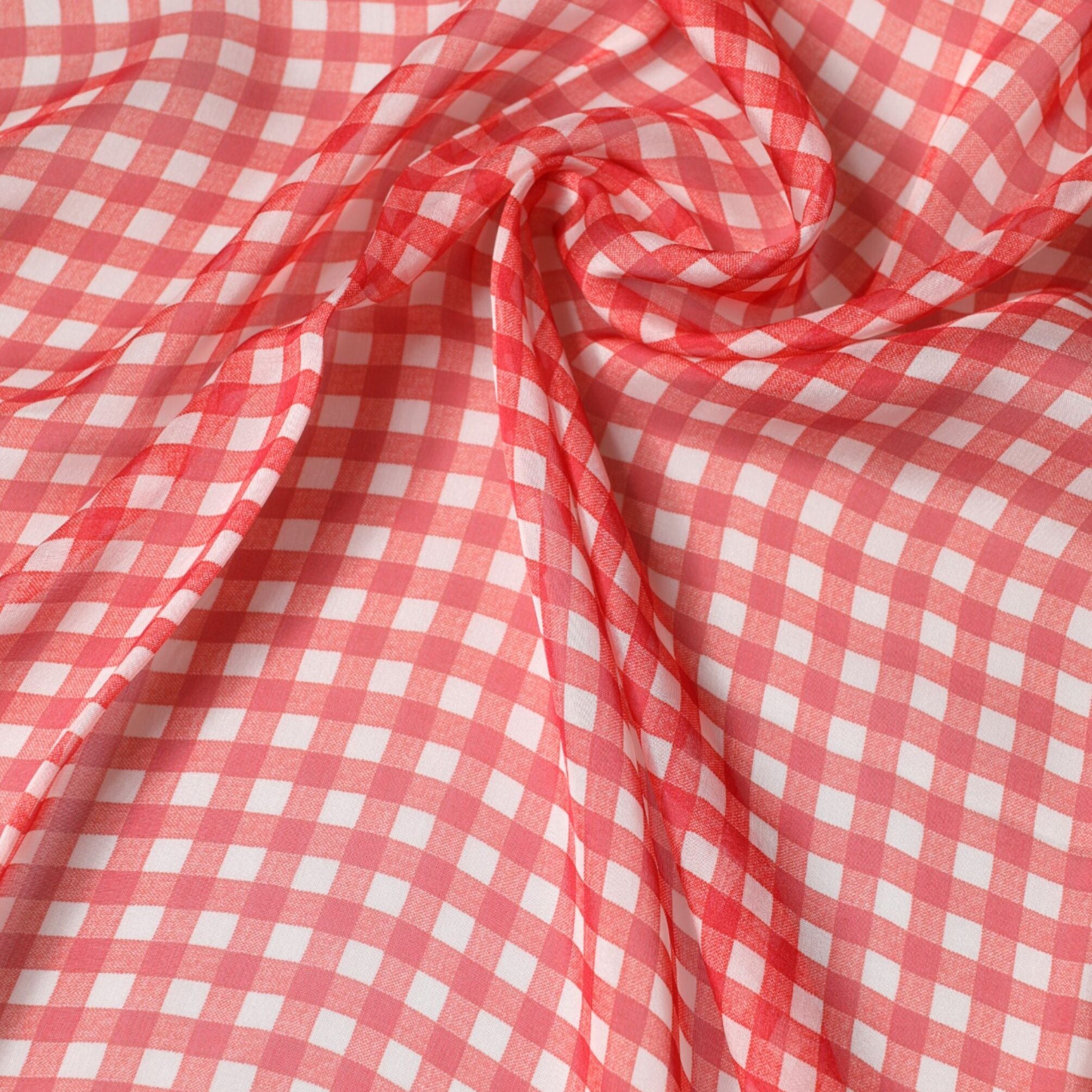Dolce & Gabbana Red Checkered Silk Neck Wrap Shawl Scarf