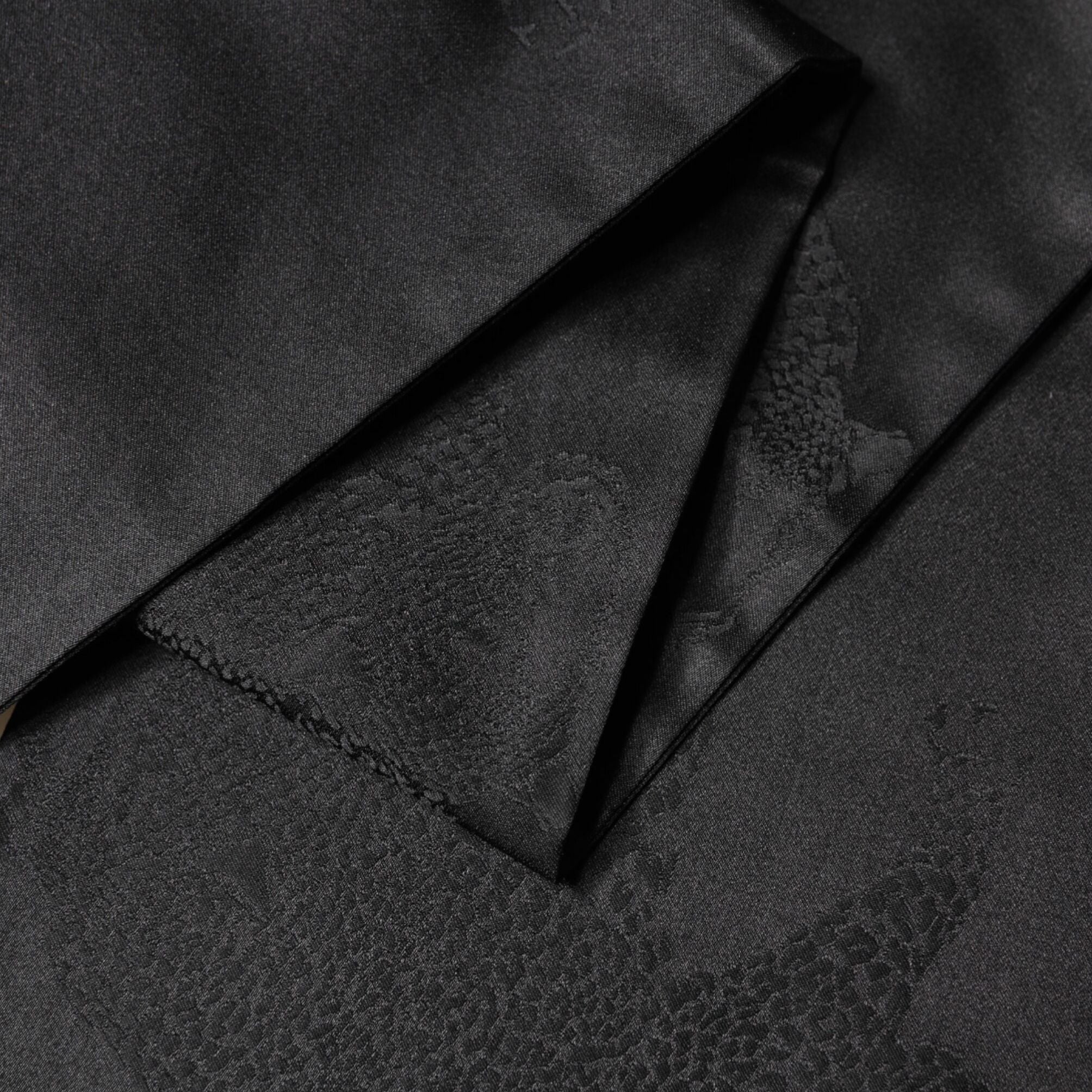 Dolce & Gabbana Black Satin Silk Fringes Neck Foulard Scarf