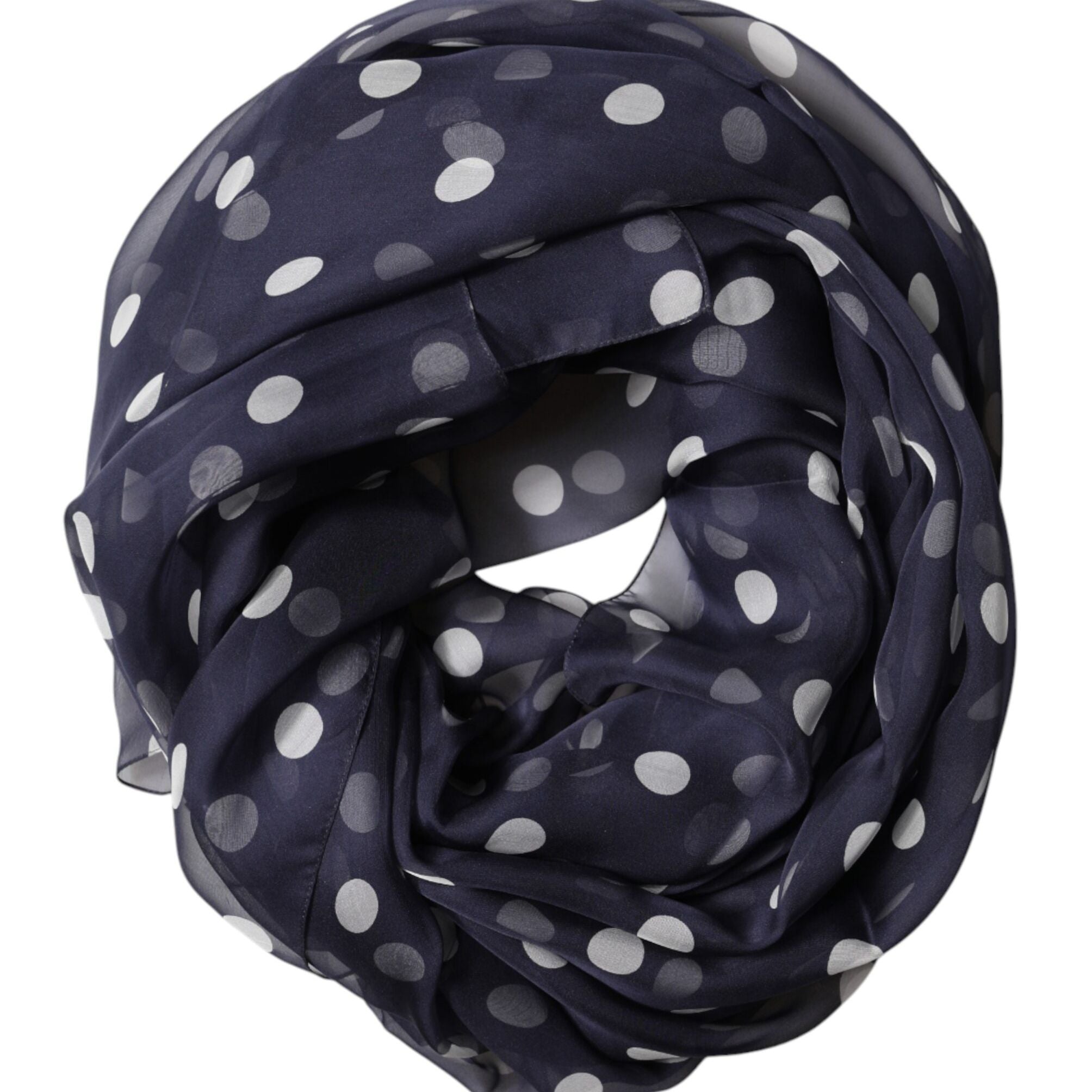 Dolce & Gabbana Blue Polka Dot Silk Neck Wrap Shawl 205cm x 132cm Scarf