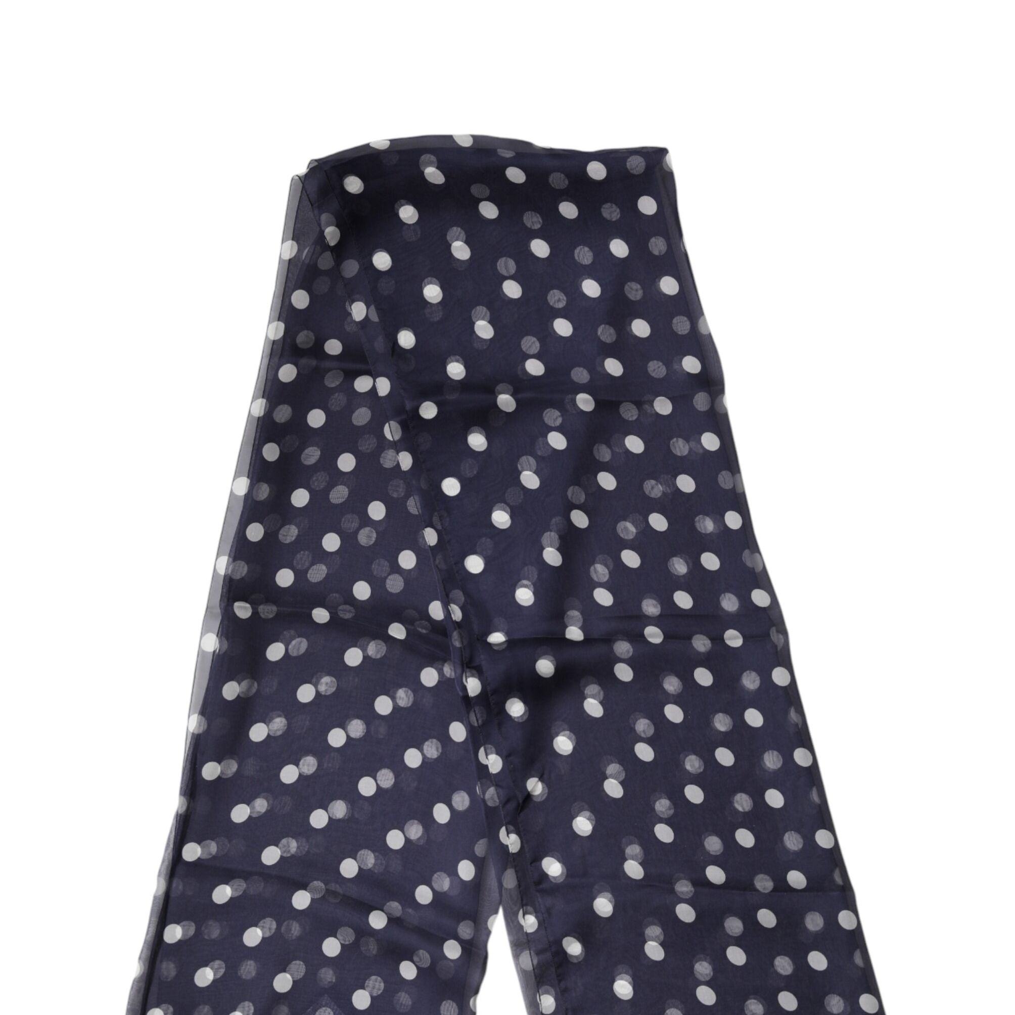 Dolce & Gabbana Blue Polka Dot Silk Neck Wrap Shawl 205cm x 132cm Scarf