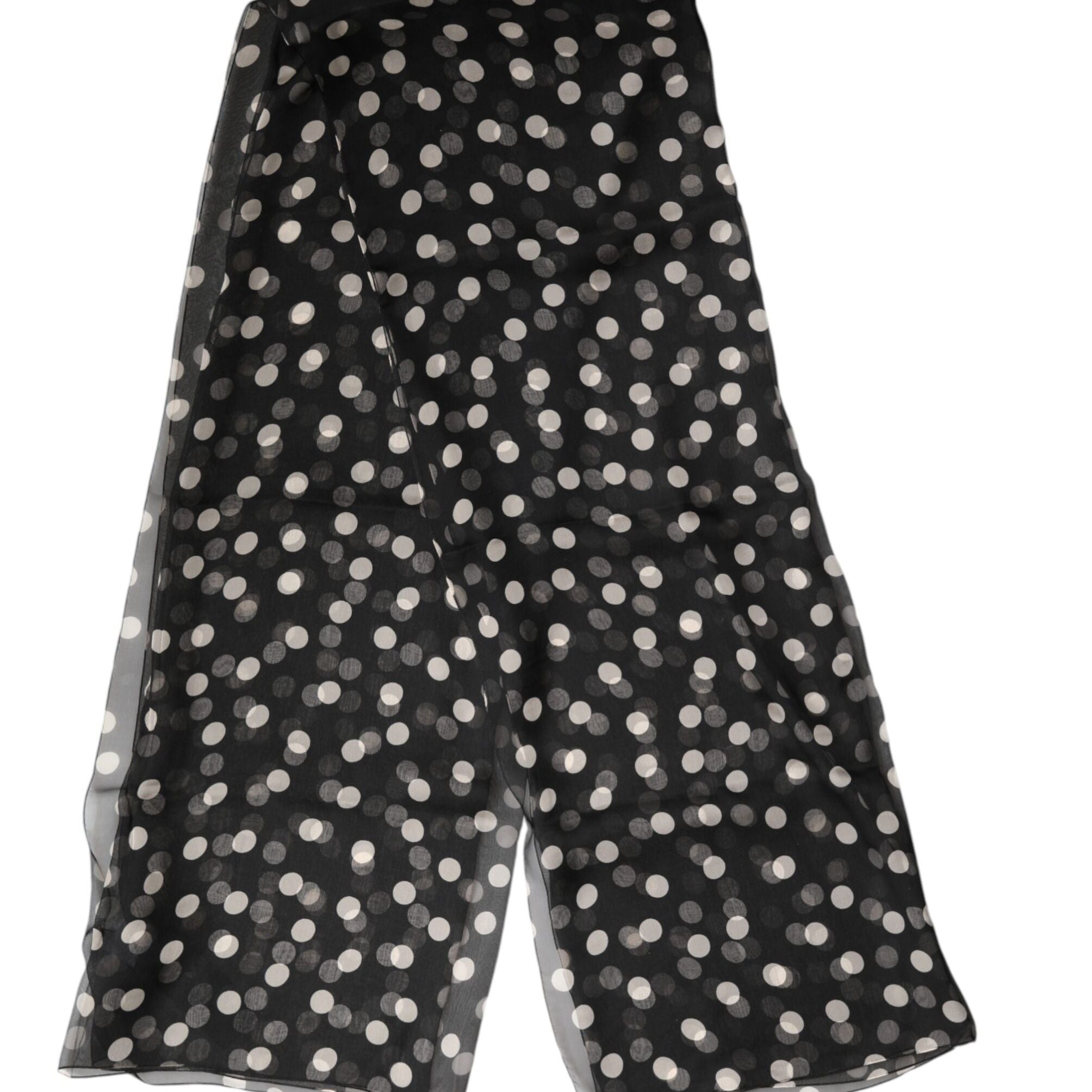 Dolce & Gabbana Black Polka Dot Silk Neck Wrap Shawl 205cm x 137cm Scarf
