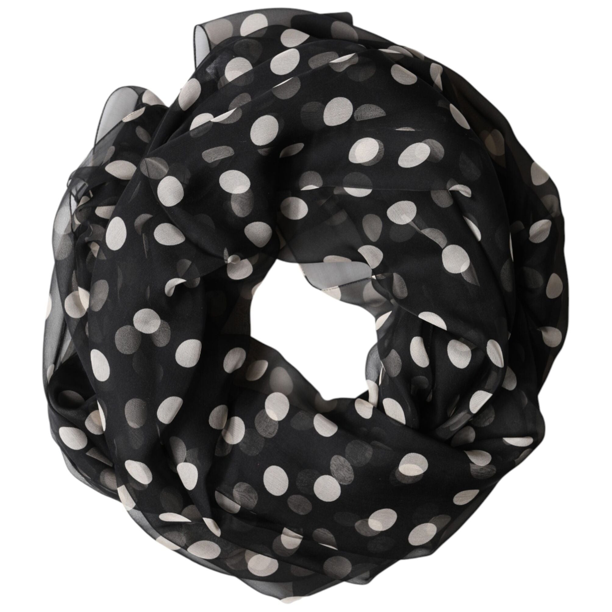 Dolce & Gabbana Black Polka Dot Silk Neck Wrap Shawl 205cm x 137cm Scarf