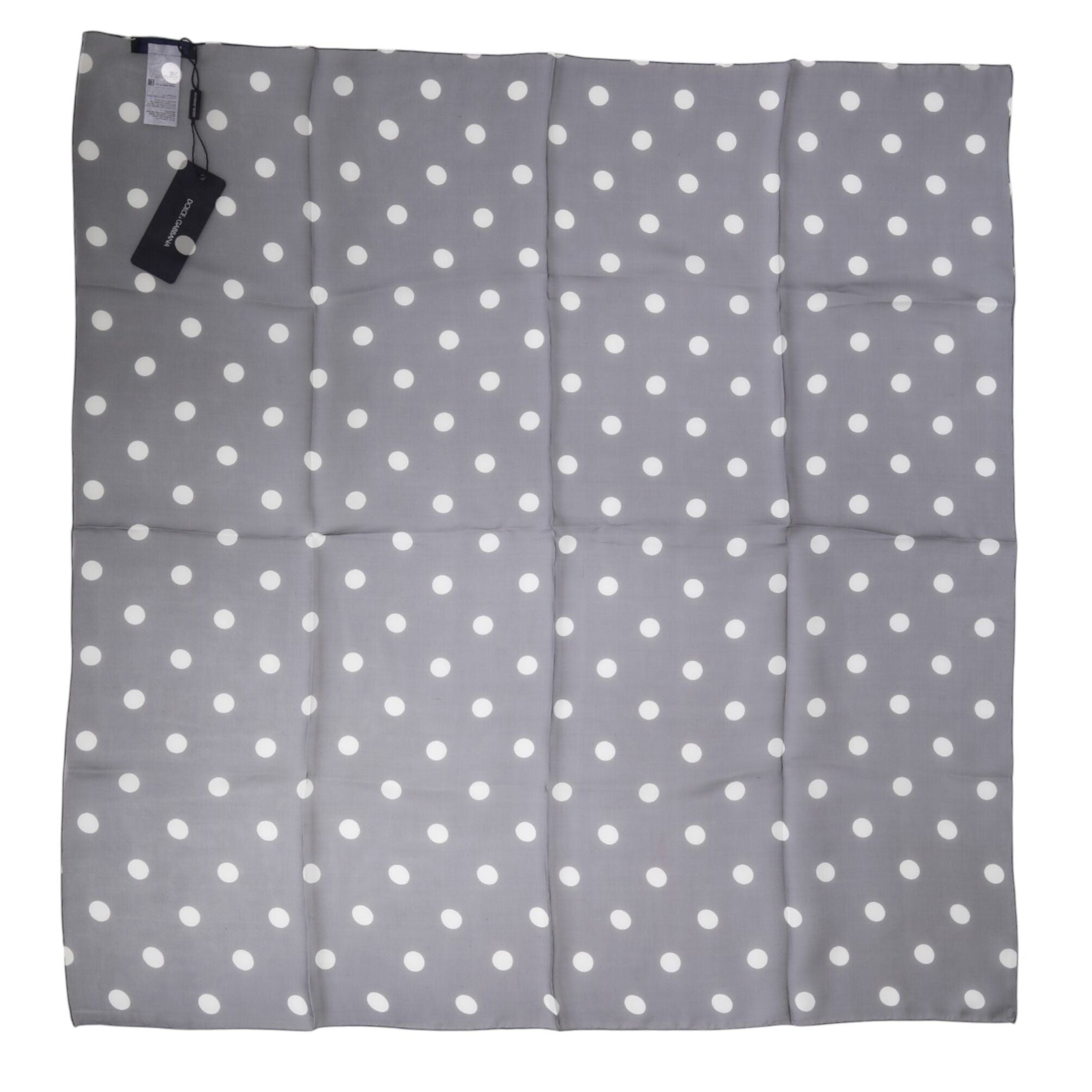 Dolce & Gabbana Blue Polka Dot Silk Square Foulard 91.5cm x 89.5cm Scarf
