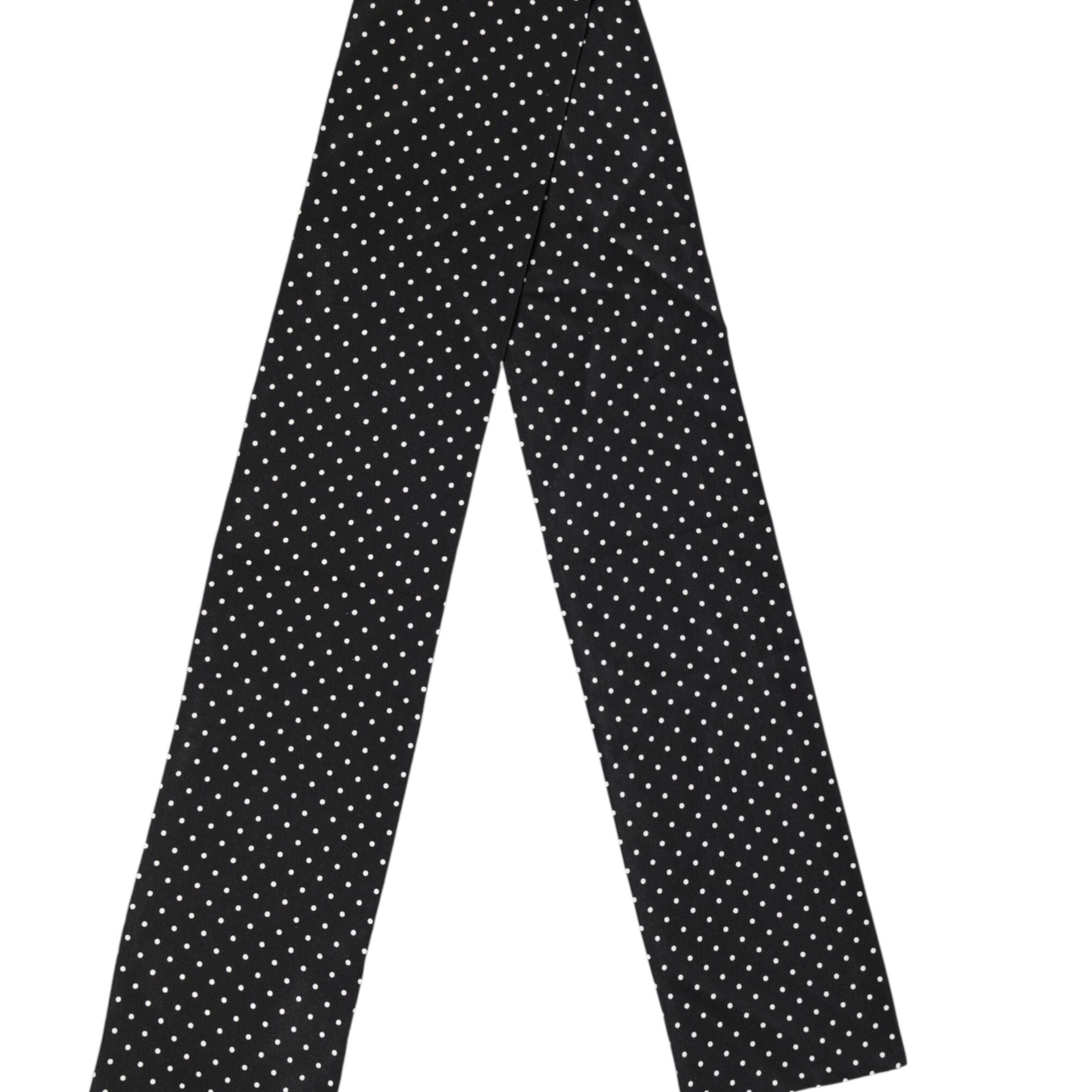 Dolce & Gabbana Black Polka Dot Neck Wrap Foulard 133.5cm x 12.5cm Scarf
