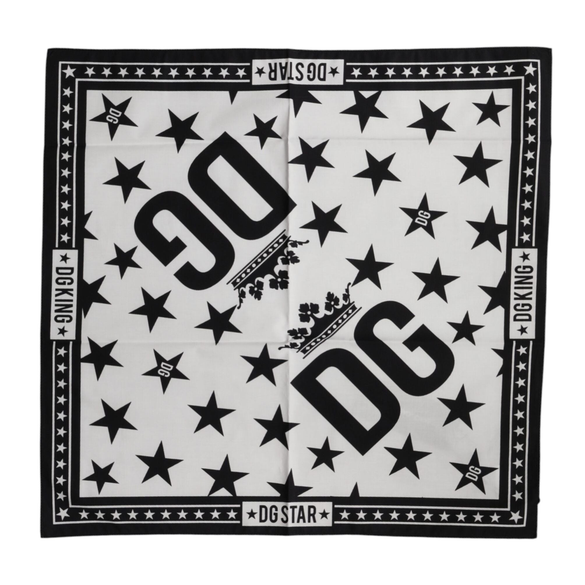 Dolce & Gabbana White DG Crown Print Square Foulard 52cm x 50.5cm Scarf