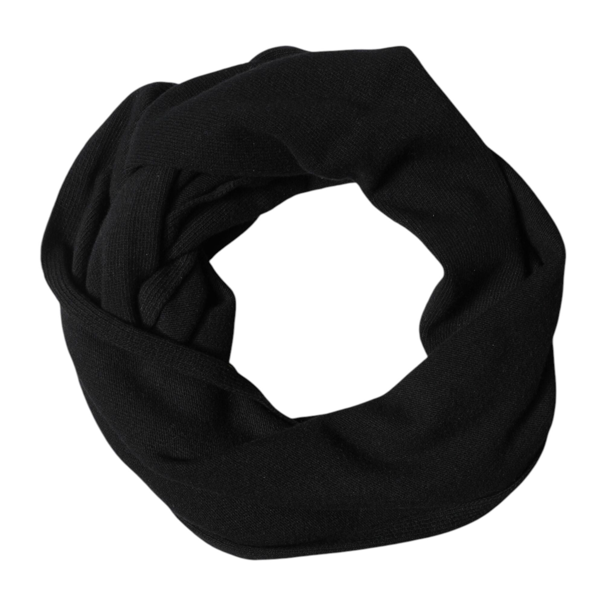 Dolce & Gabbana Black Wool Knit Neck Wrap Shawl Men Scarf