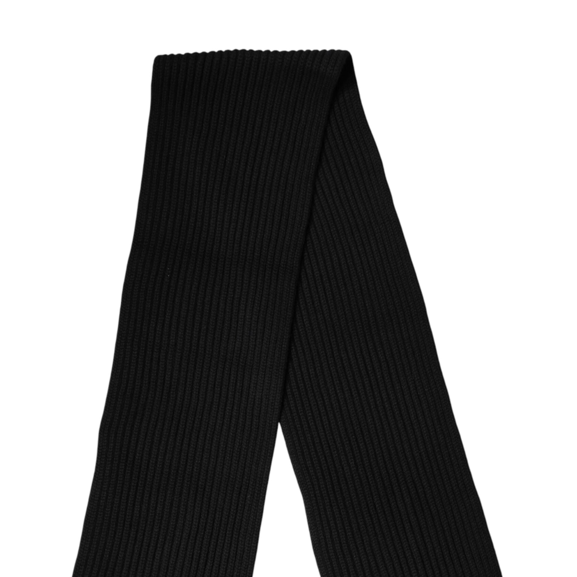 Dolce & Gabbana Black Cashmere Knit Neck Wrap Shawl 202cm x 26cm  Scarf