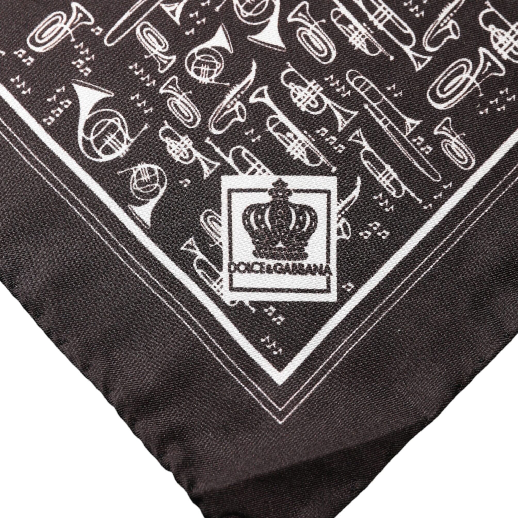 Dolce & Gabbana Brown Jazz Club Square Handkerchief Men 32cm x 31cm Scarf