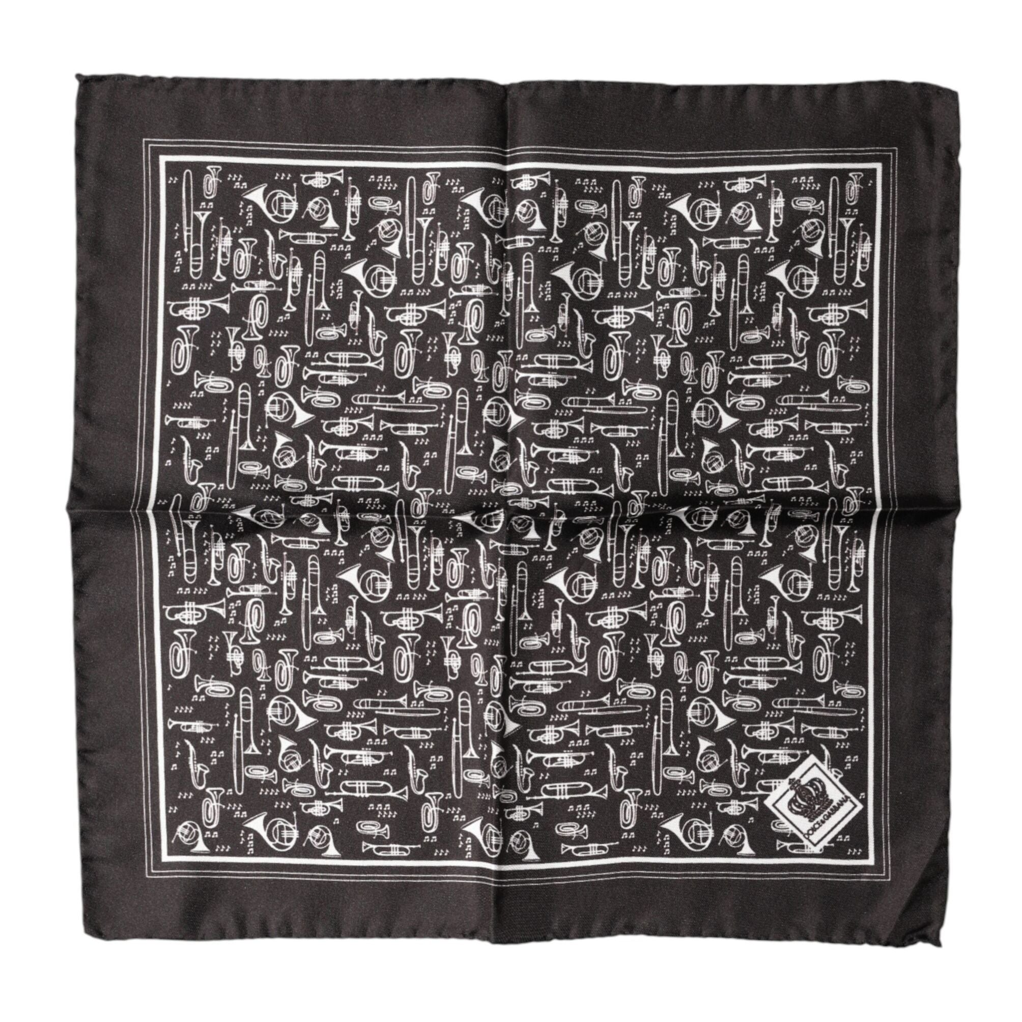 Dolce & Gabbana Brown Jazz Club Square Handkerchief Men 32cm x 31cm Scarf
