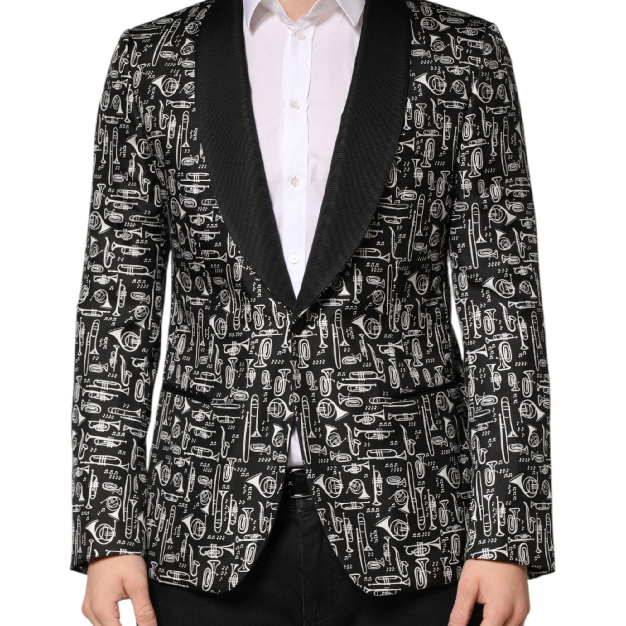 Dolce & Gabbana Black Jazz Club Silk Single Breasted Blazer