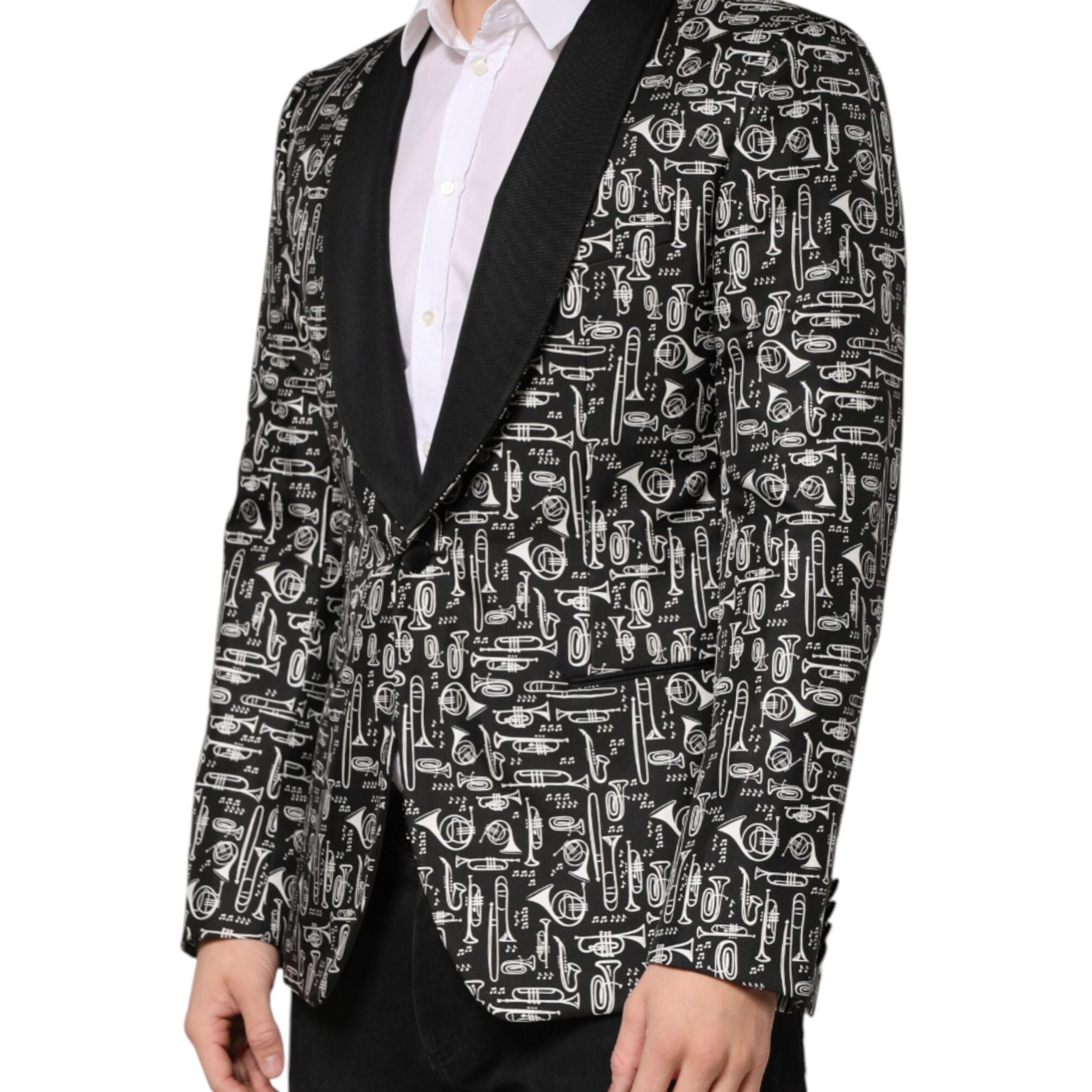 Dolce & Gabbana Black Jazz Club Silk Single Breasted Blazer