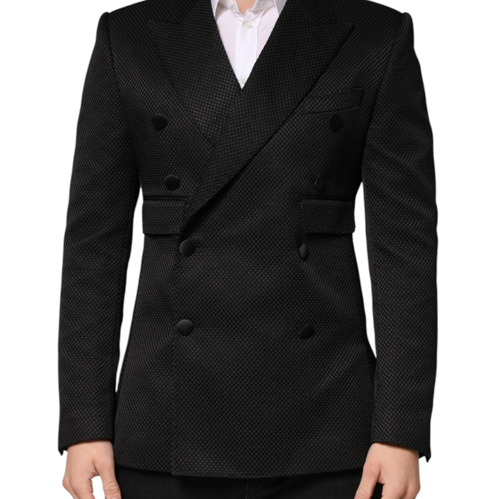 Dolce & Gabbana Black Cotton Double Breasted 2 Button Blazer