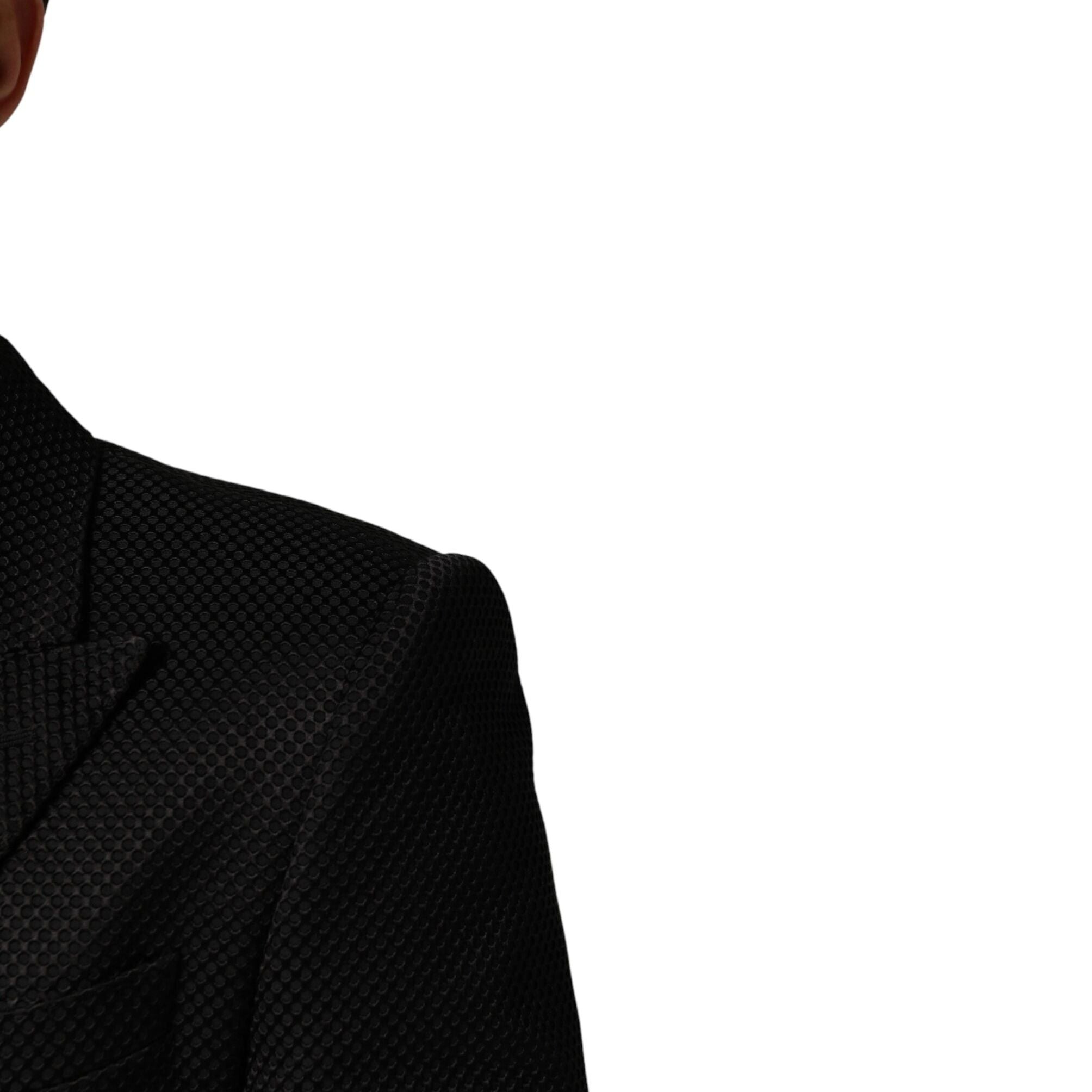 Dolce & Gabbana Black Cotton Double Breasted 2 Button Blazer