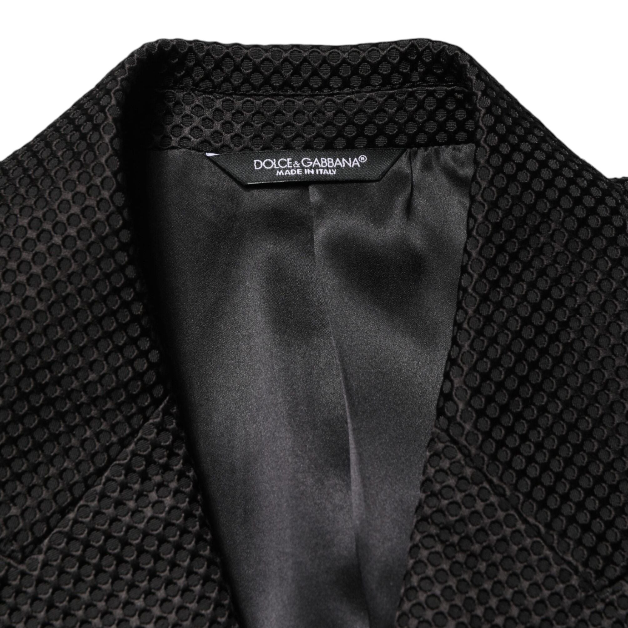 Dolce & Gabbana Black Cotton Double Breasted 2 Button Blazer