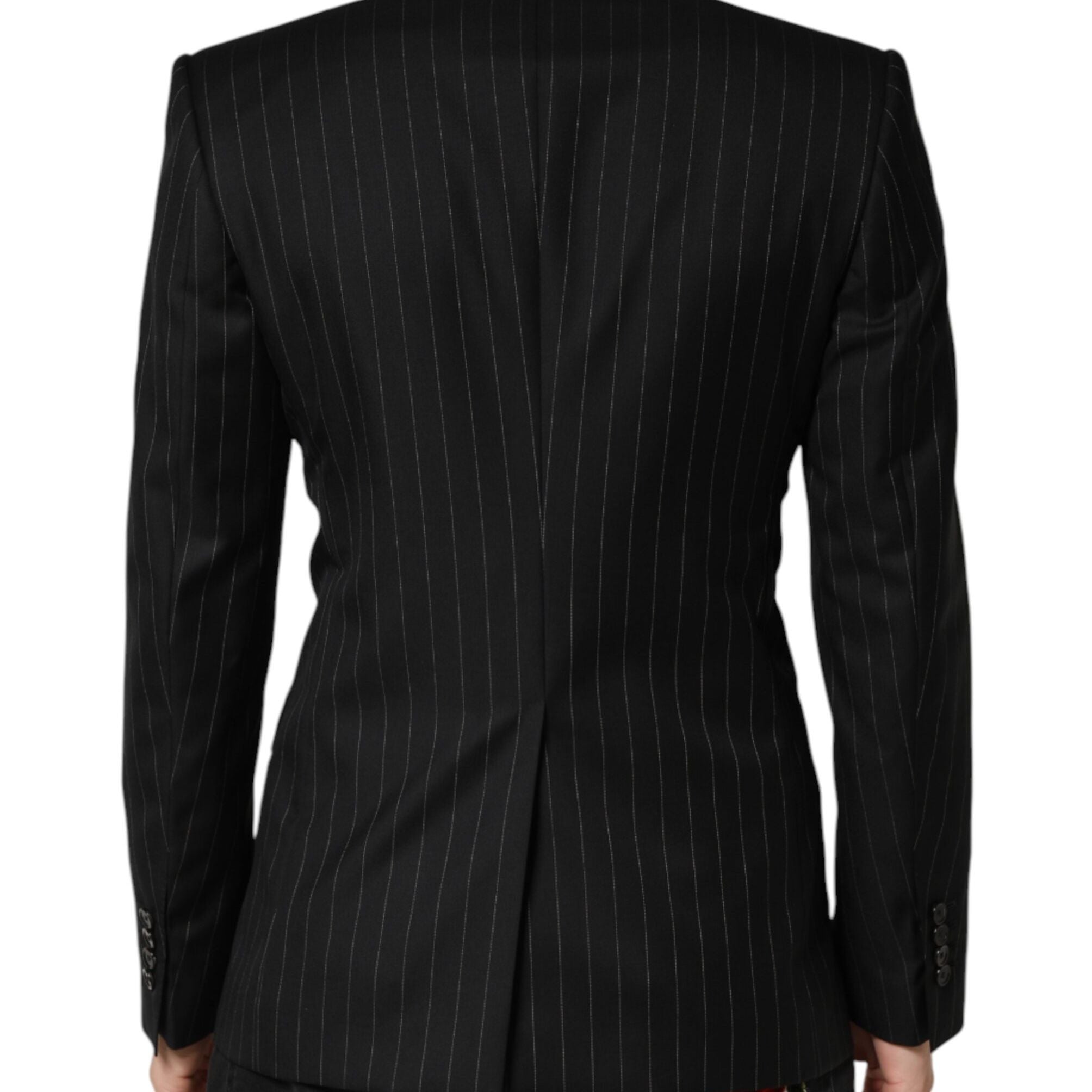 Dolce & Gabbana Black Stripes Double Breasted 2Button Blazer