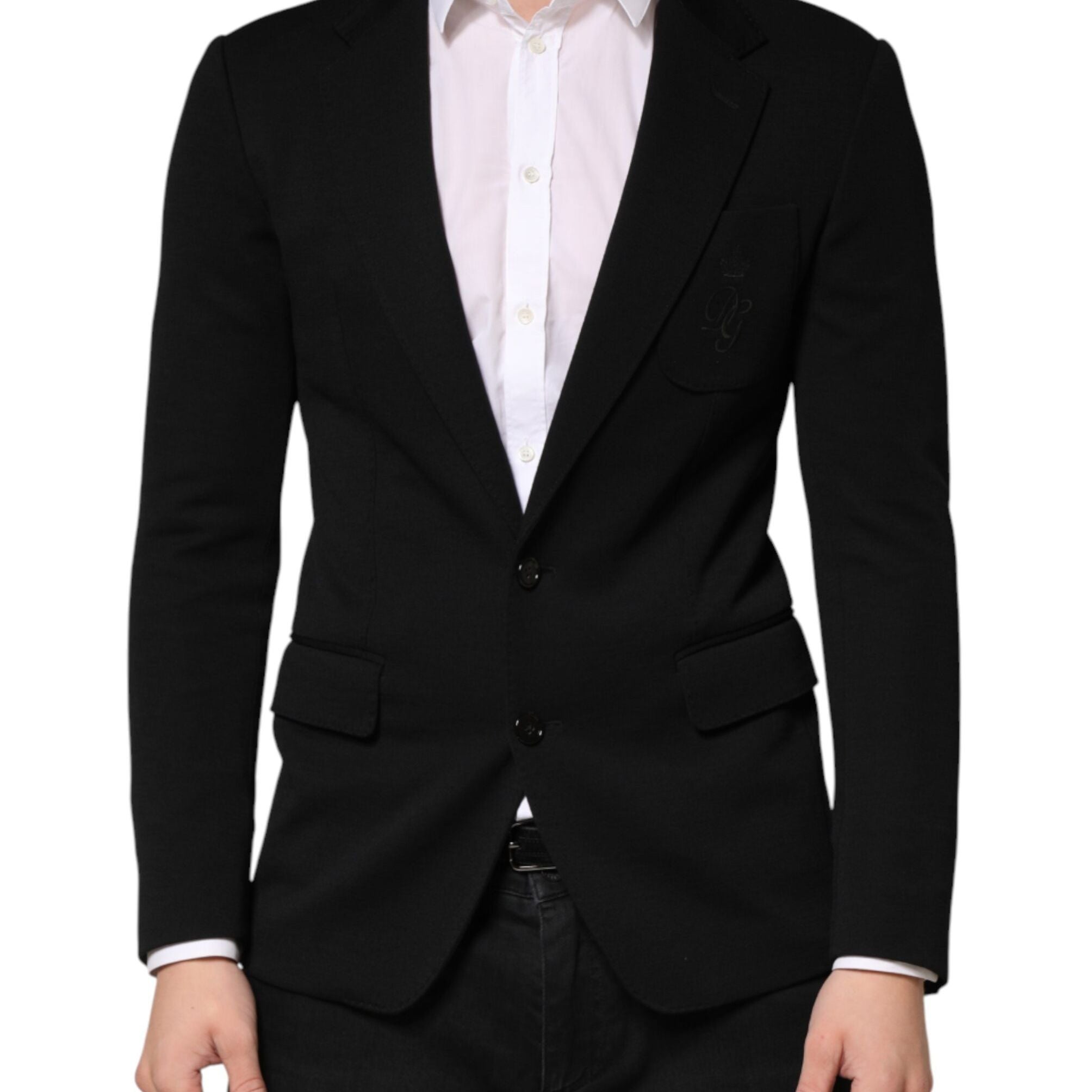 Dolce & Gabbana Black Wool Single Breasted 2 Button Blazer