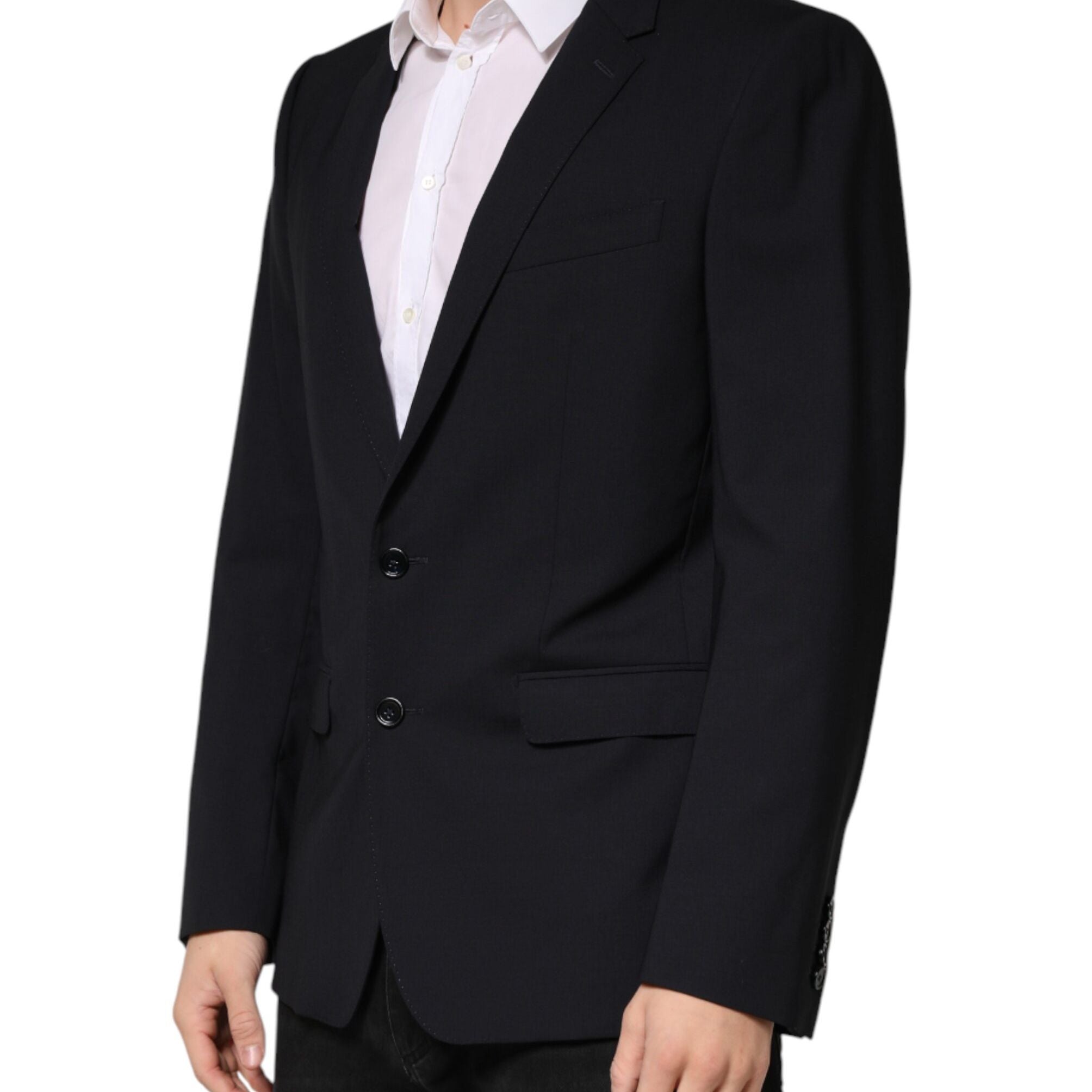 Dolce & Gabbana Black Wool Single Breasted 2 Button Blazer
