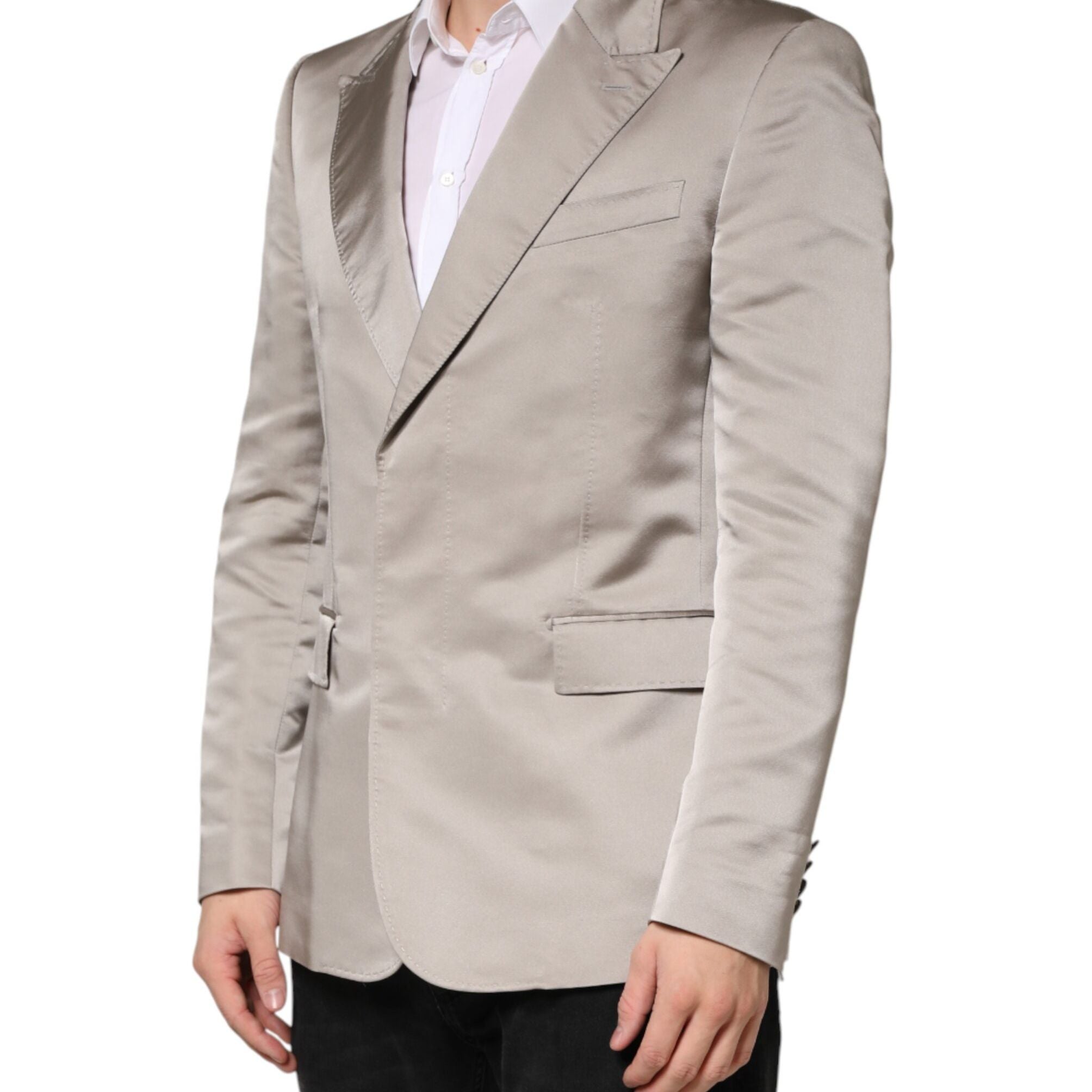Dolce & Gabbana Beige Silk Single Breasted Jacket Men Blazer