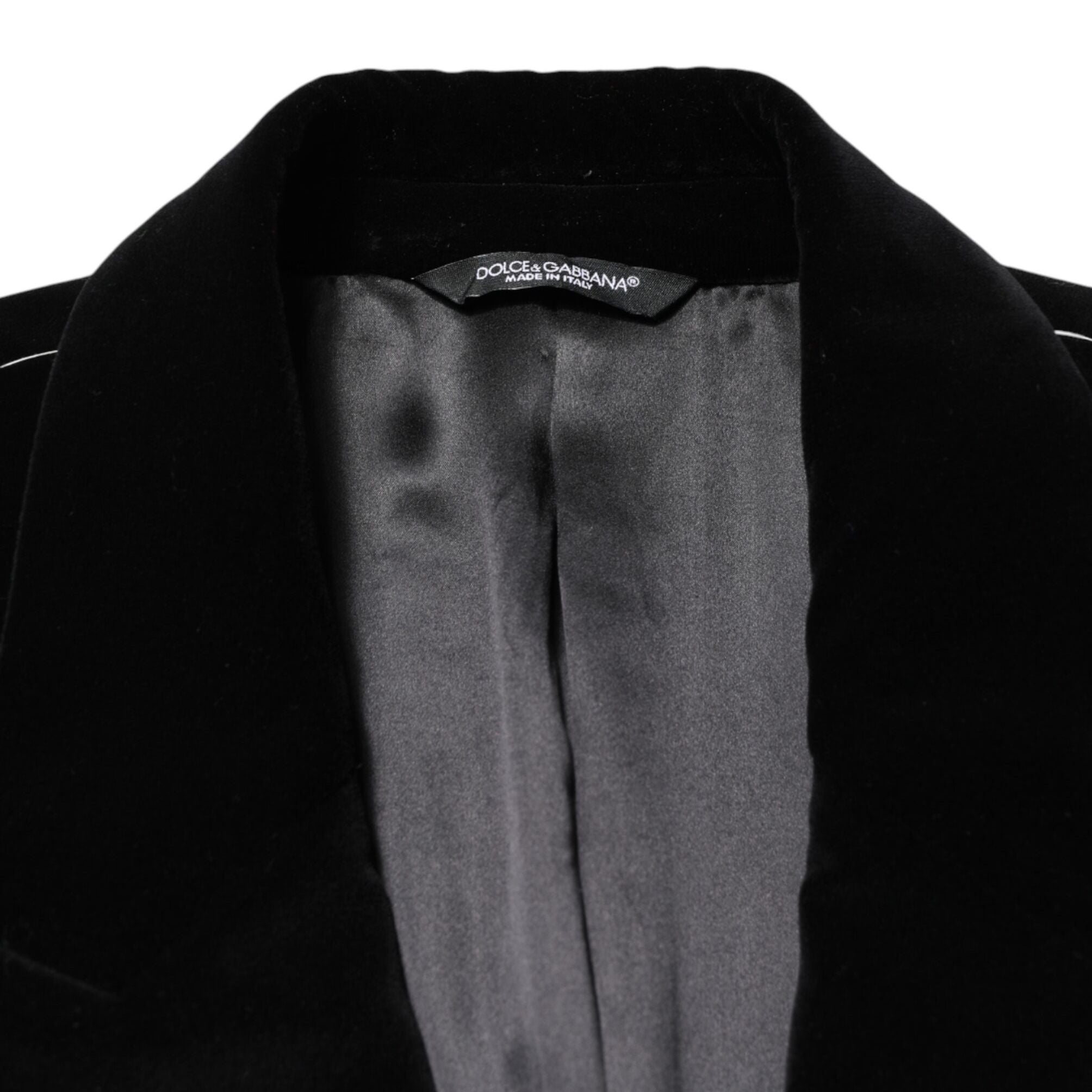 Dolce & Gabbana Black Cotton Velvet Long Trench Coat Jacket
