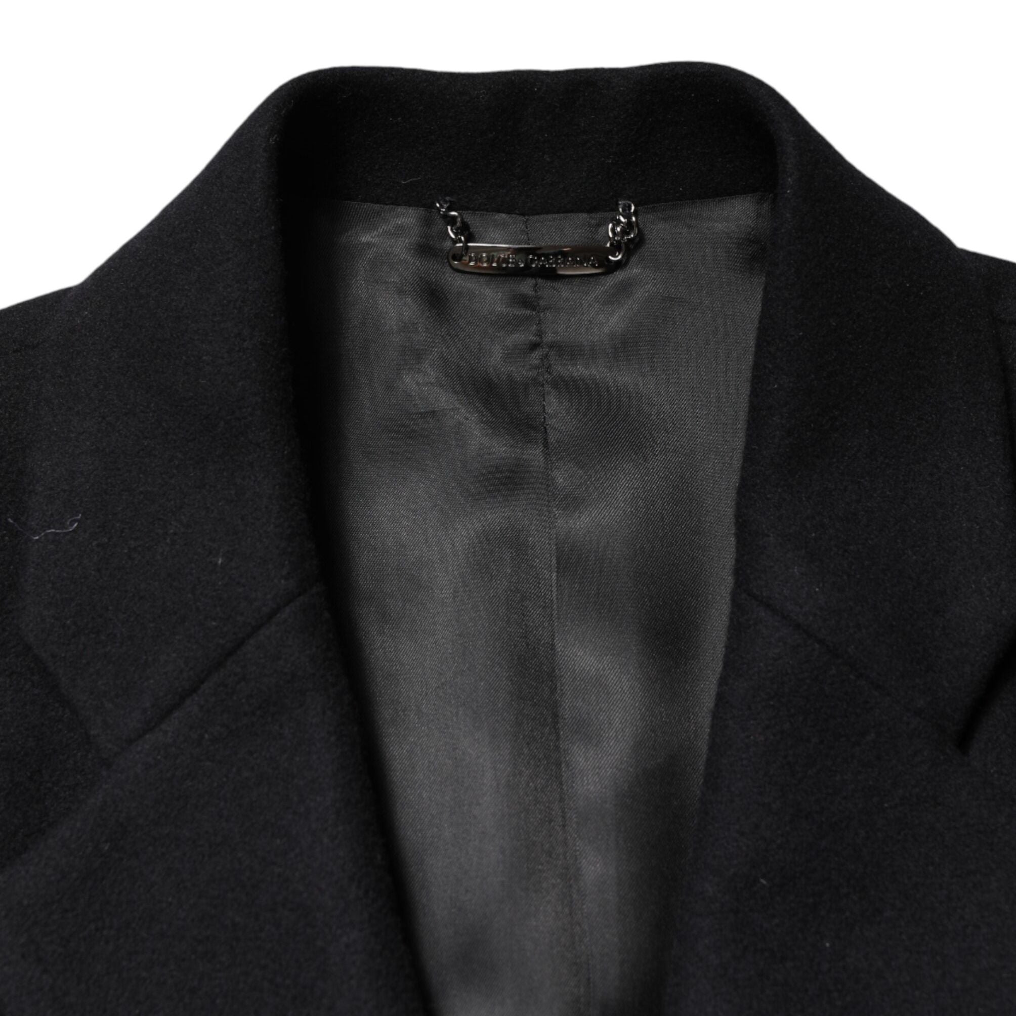 Dolce & Gabbana Black Wool Single Breasted Long Coat Jacket