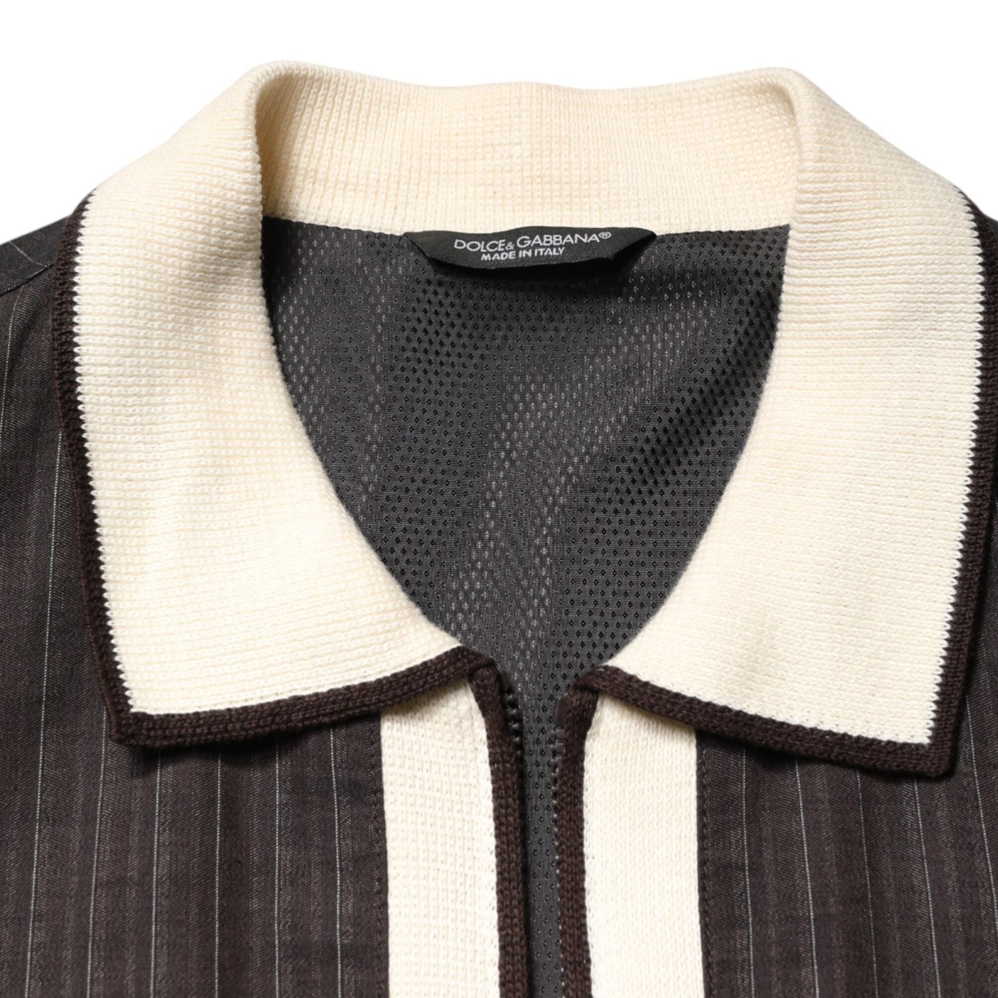 Dolce & Gabbana Brown Contrast Stripe Men Bomber Jacket