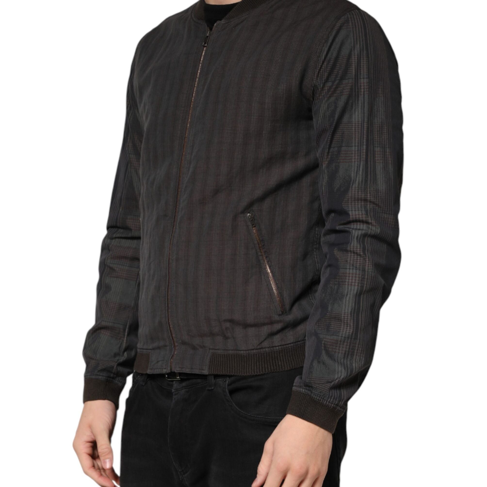 Dolce & Gabbana Black Stripes Cotton Full Zip Bomber Jacket