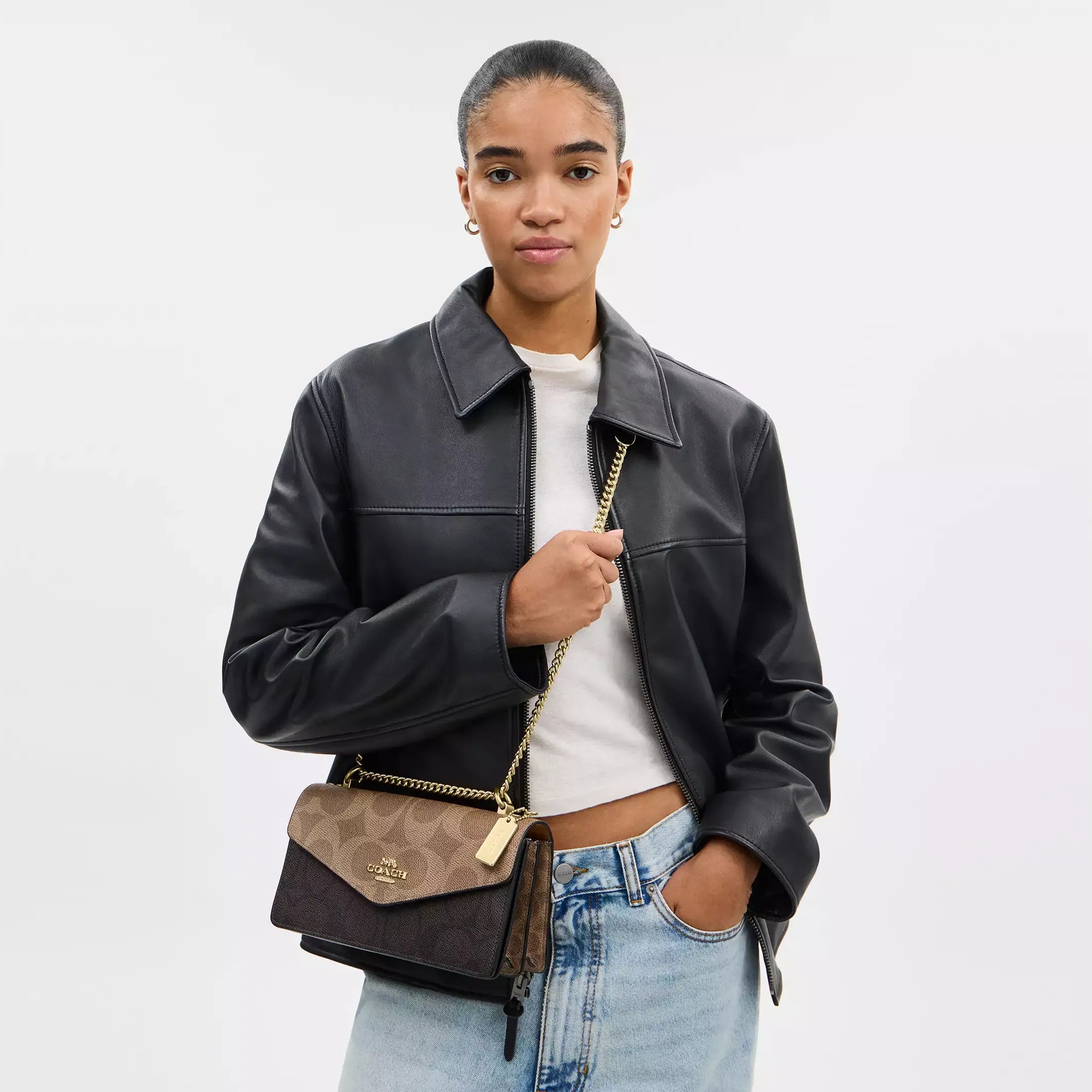 Coach Klare Envelope Crossbody Bag In Blocked Signature Canvas