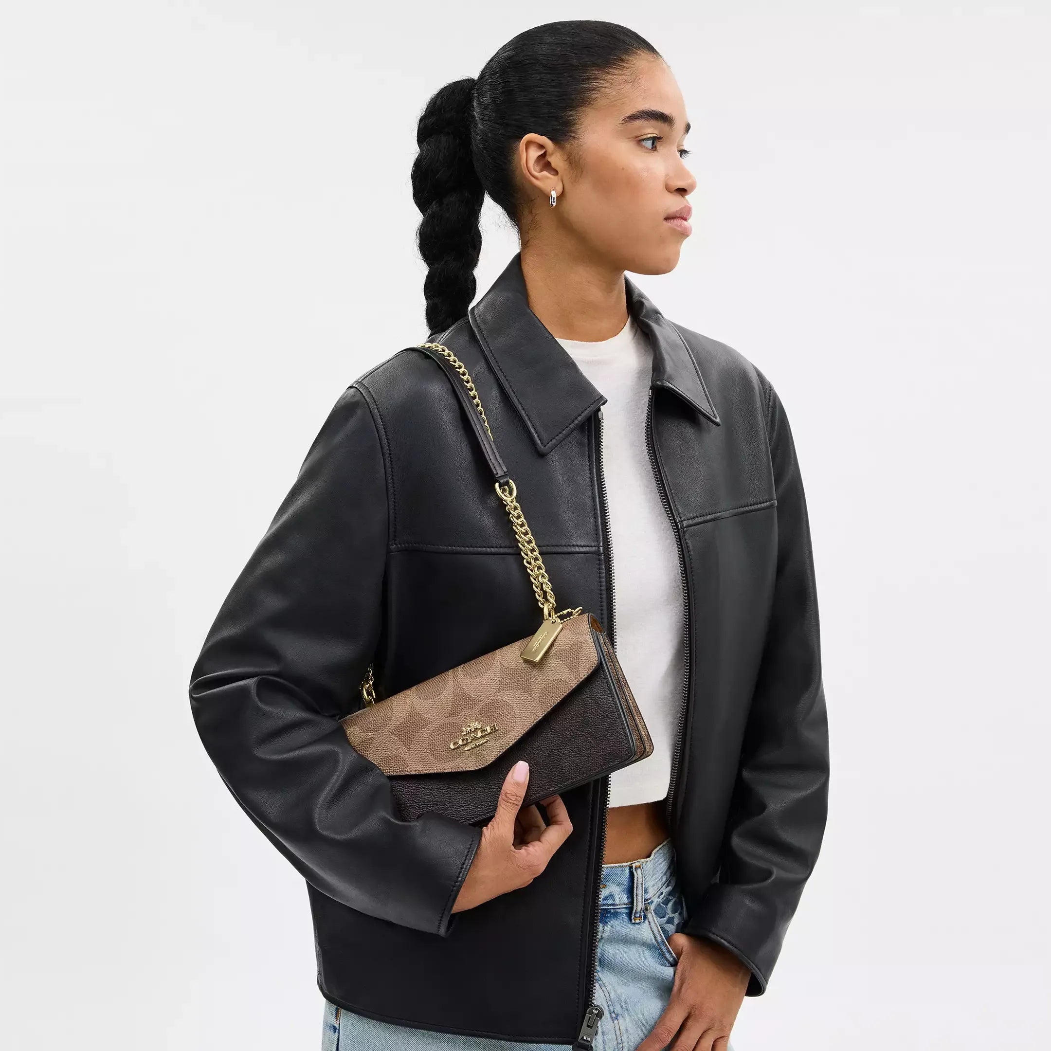 Coach Klare Envelope Crossbody Bag In Blocked Signature Canvas
