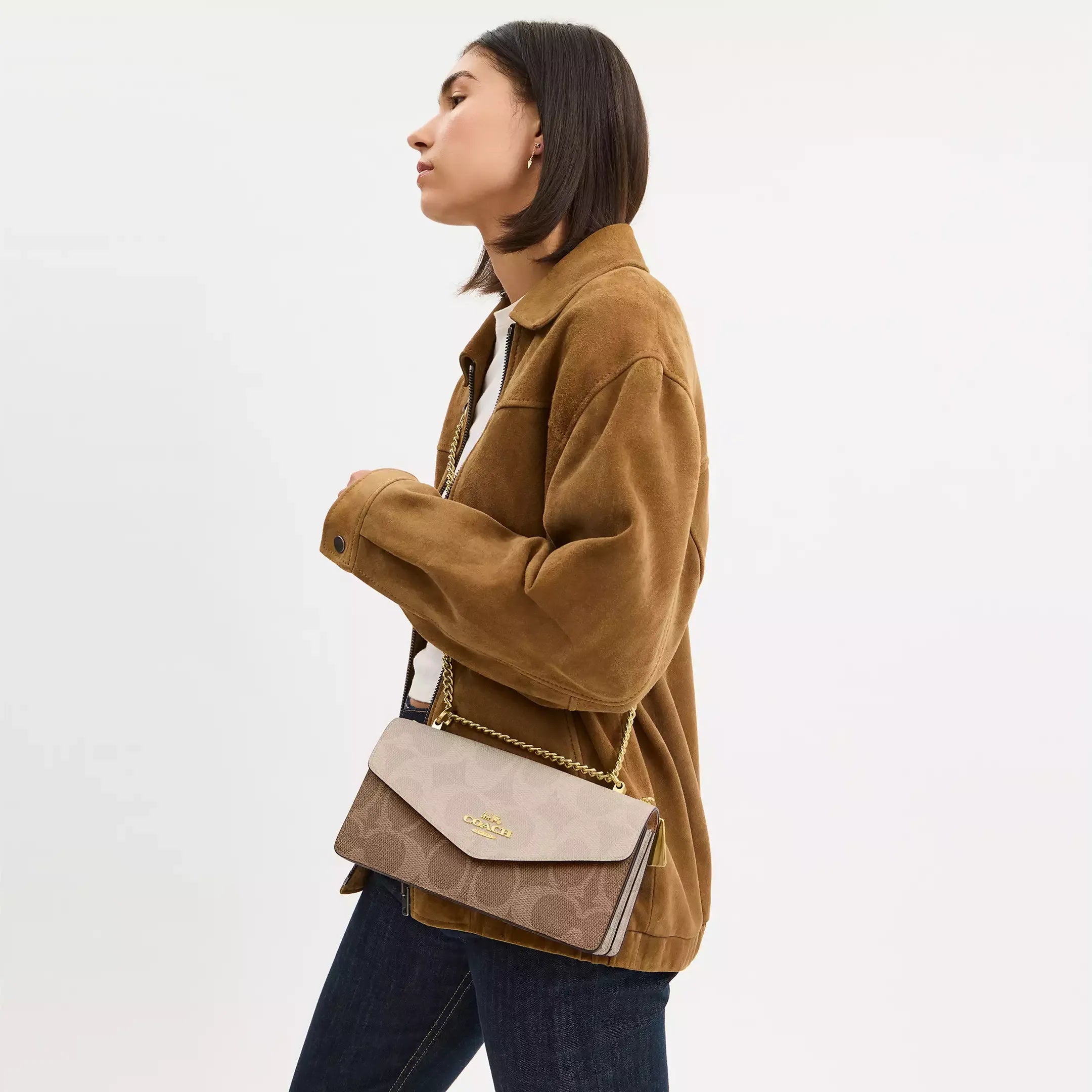 Coach Klare Envelope Crossbody Bag In Blocked Signature Canvas