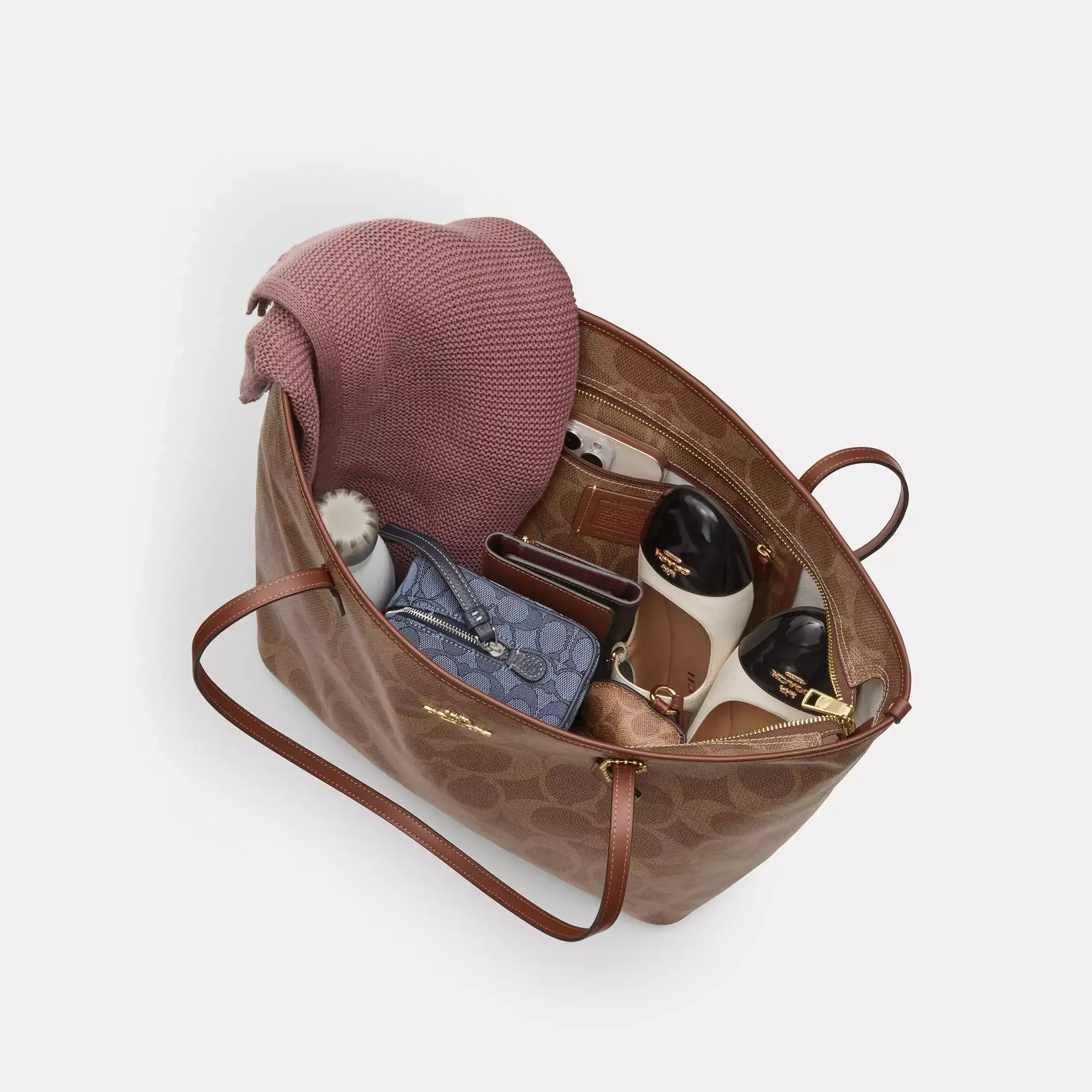 Coach Large City Tote Bag In Maxi Signature Canvas