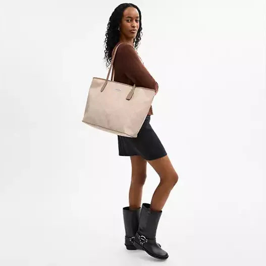 Coach Large City Tote Bag In Maxi Signature Canvas