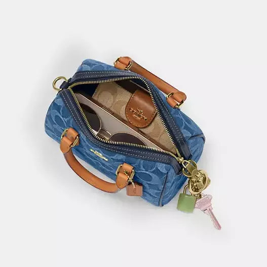 Coach Mini Rowan Crossbody Bag In Signature Denim