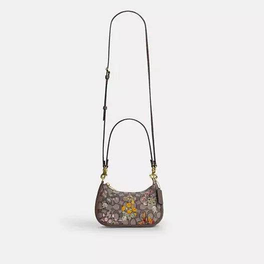 Coach  Teri Mini Crossbody Bag In Signature Jacquard With Floral Embroidery