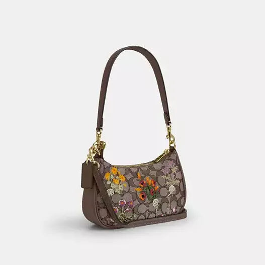 Coach  Teri Mini Crossbody Bag In Signature Jacquard With Floral Embroidery