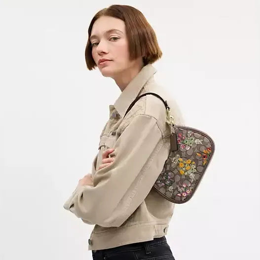 Coach  Teri Mini Crossbody Bag In Signature Jacquard With Floral Embroidery