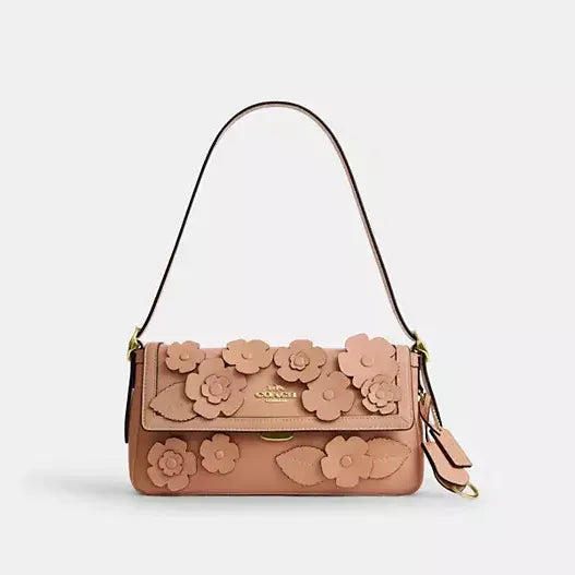 Coach Etta Small Flap Shoulder Bag With Floral Applique