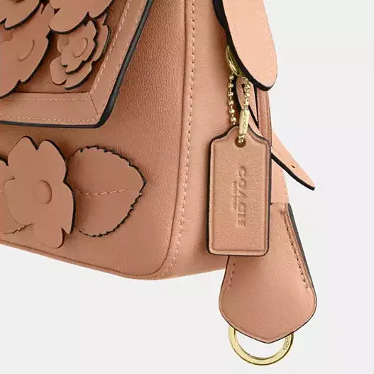 Coach Etta Small Flap Shoulder Bag With Floral Applique