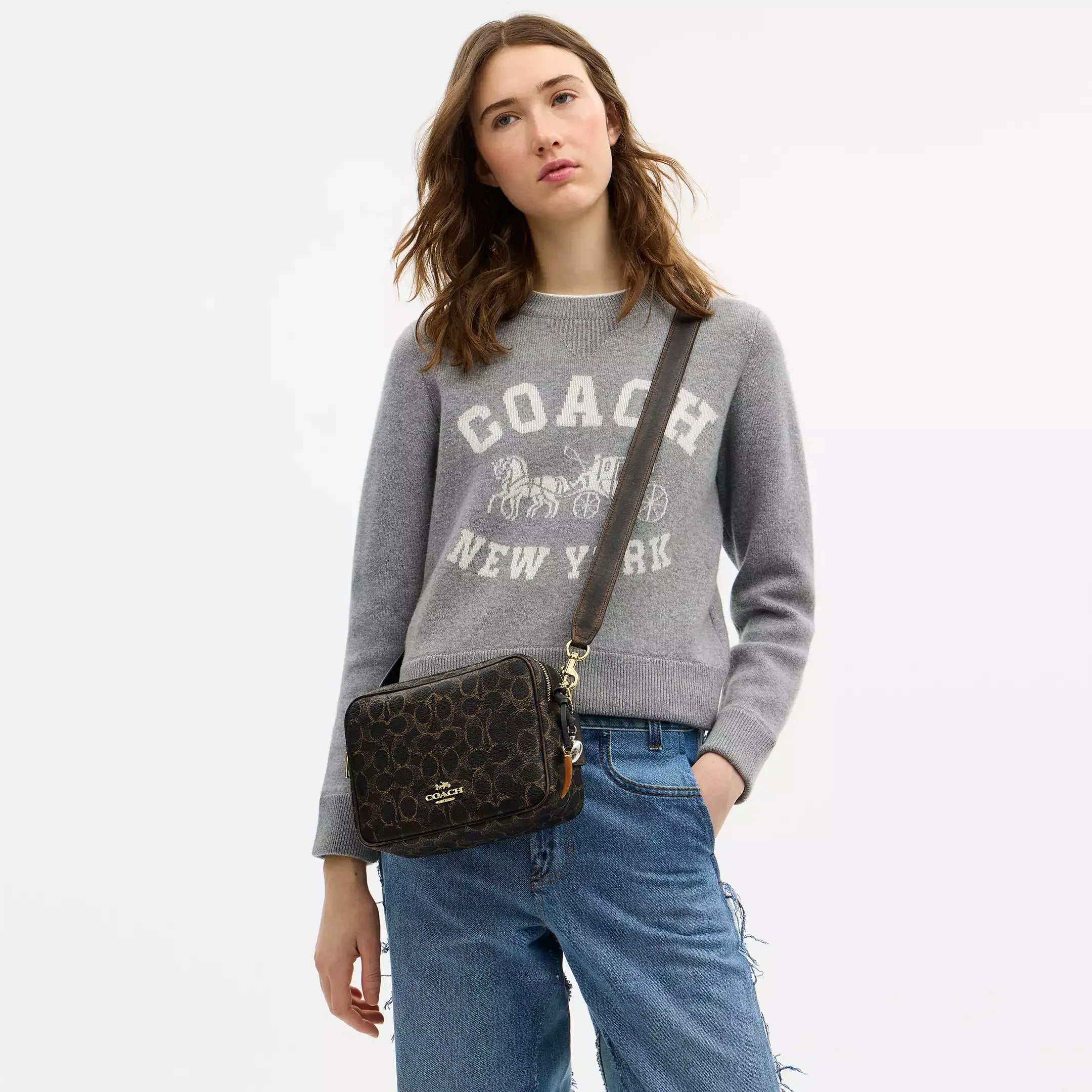 Coach Carey Crossbody Bag In Loved Signature Canvas With Charms