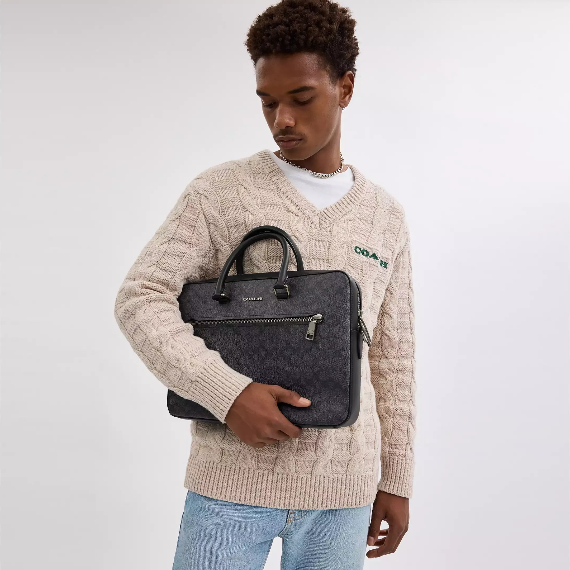 Coach Ethan Slim Brief In Signature Canvas