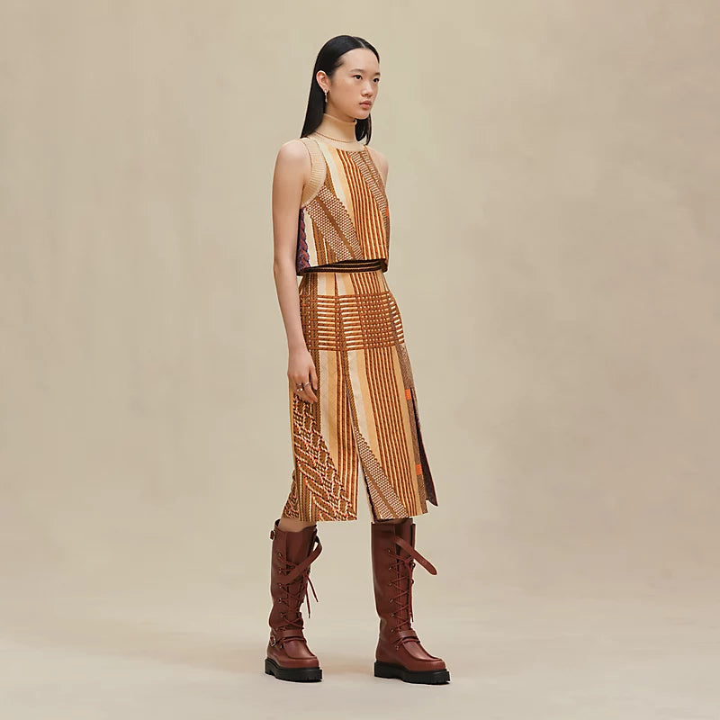 Hermès "Dressage Tressage" short mixed knit tank top