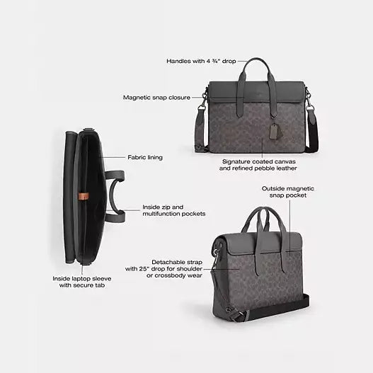 Coach Sullivan Portfolio Brief In Signature Canvas