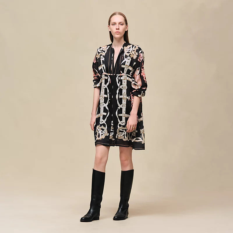 Hermès "Ferronnerie Remix" knotted collar dress