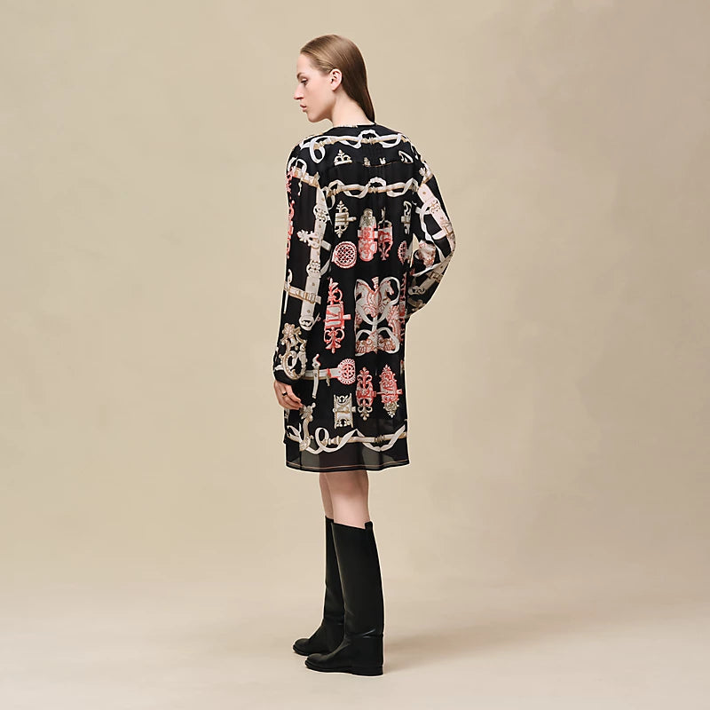 Hermès "Ferronnerie Remix" knotted collar dress