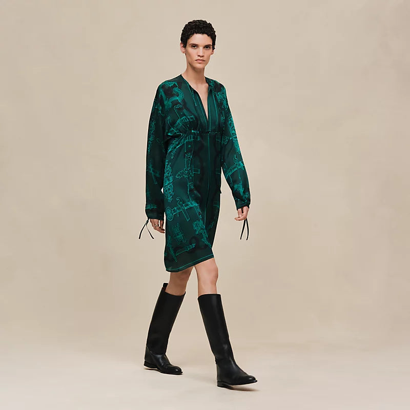 Hermès "Ferronnerie Remix" knotted collar dress