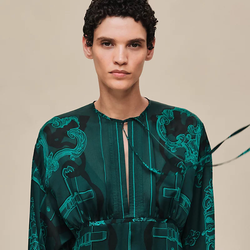 Hermès "Ferronnerie Remix" knotted collar dress