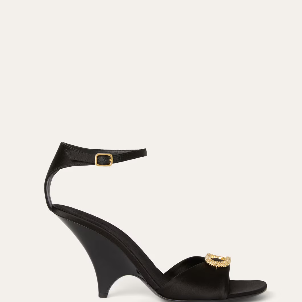 Loro Piana Olympia Heeled Sandal in Viscose, Silk