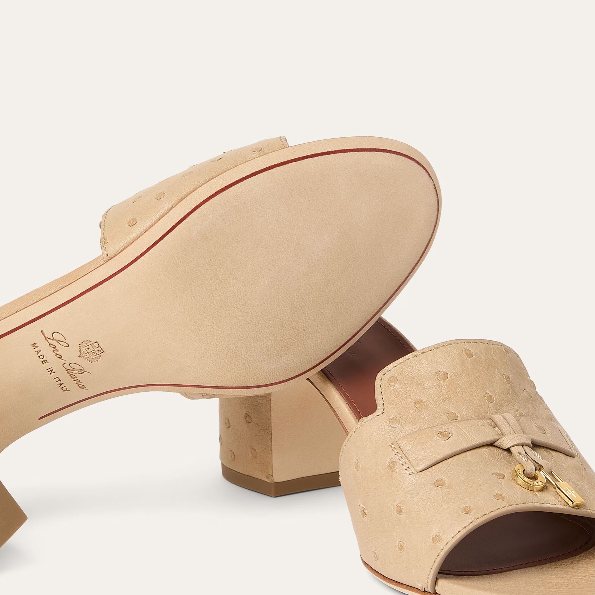 Loro Piana Summer Charms Sandal in Ostrich Leather