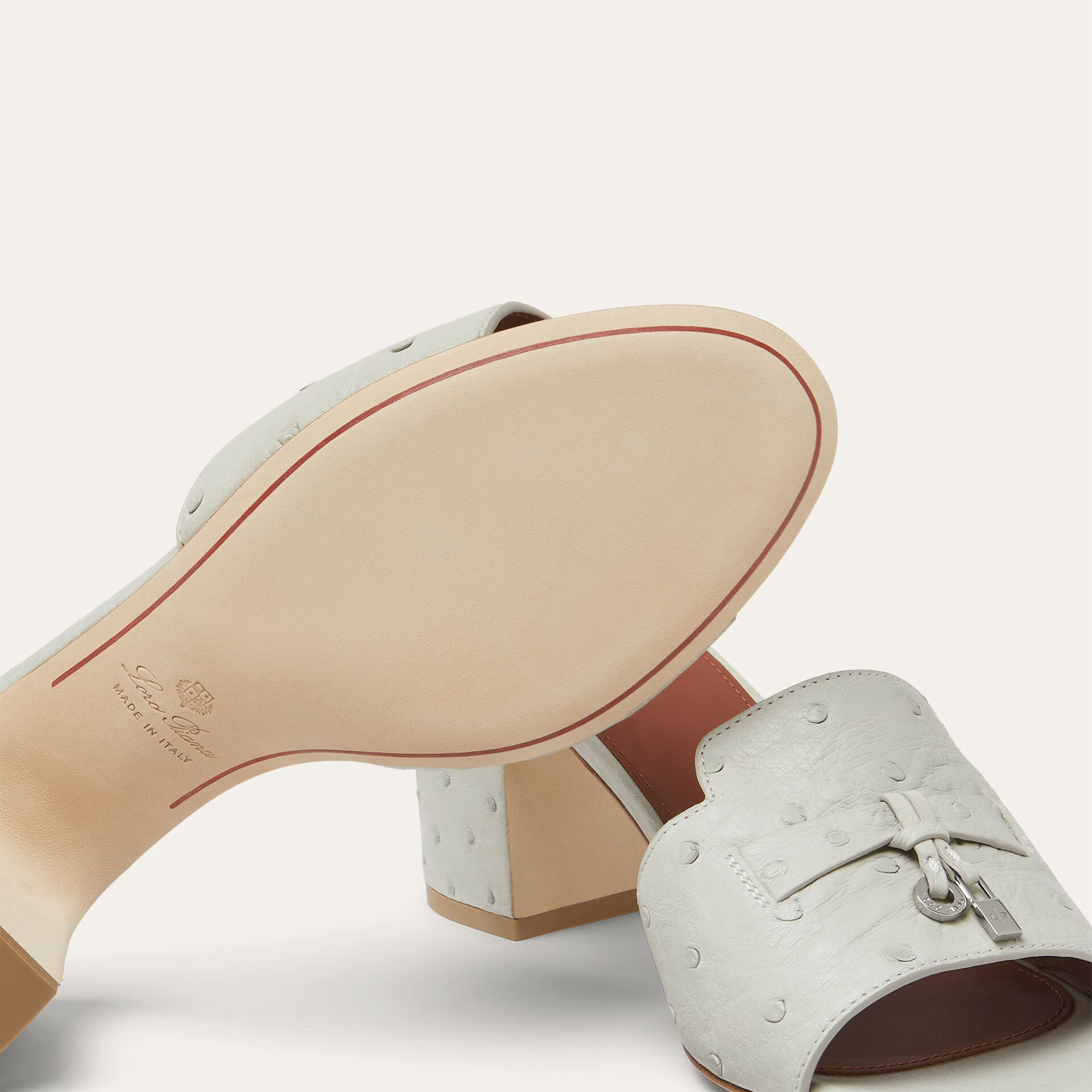 Loro Piana Summer Charms Sandal in Ostrich Leather