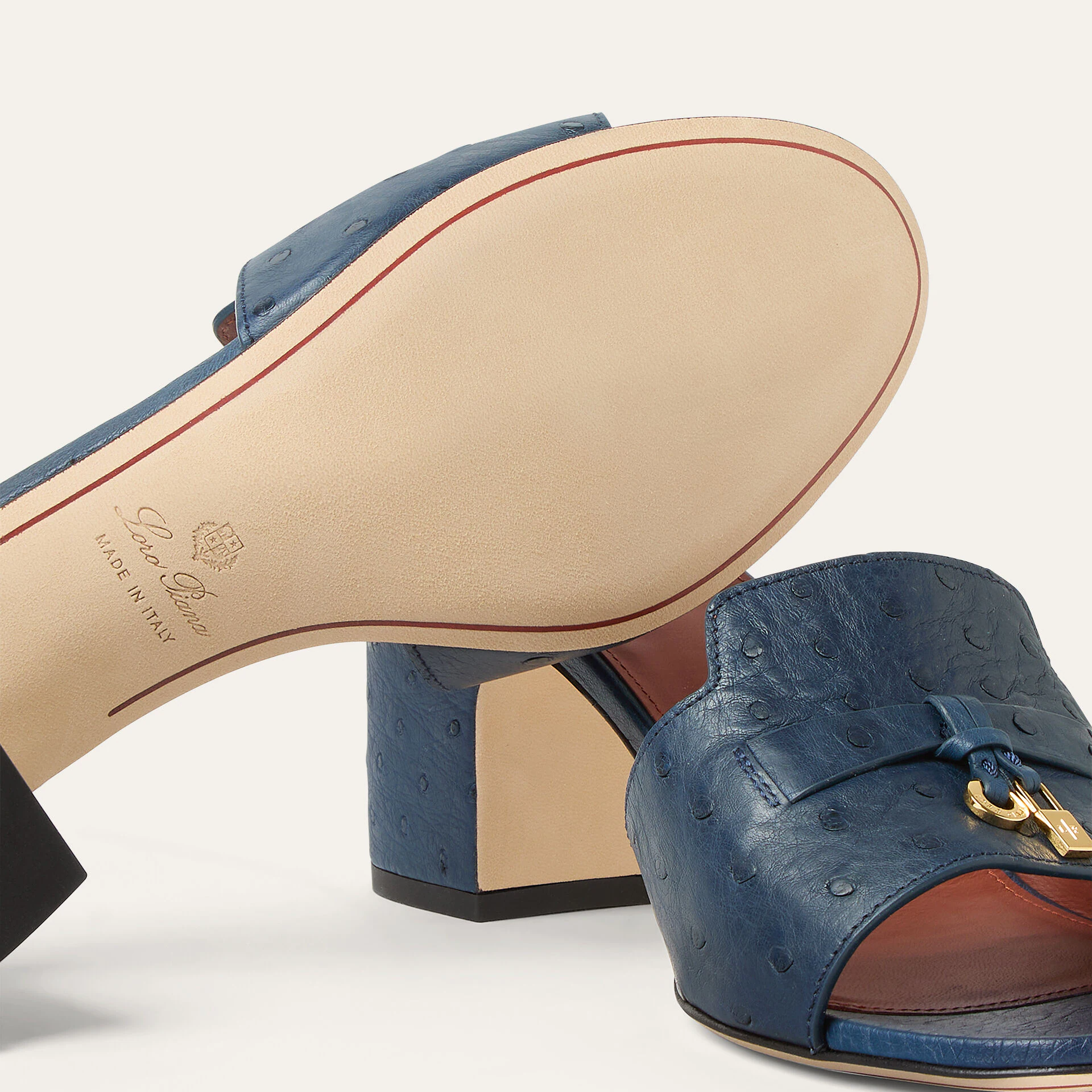 Loro Piana Summer Charms Sandal in Ostrich Leather